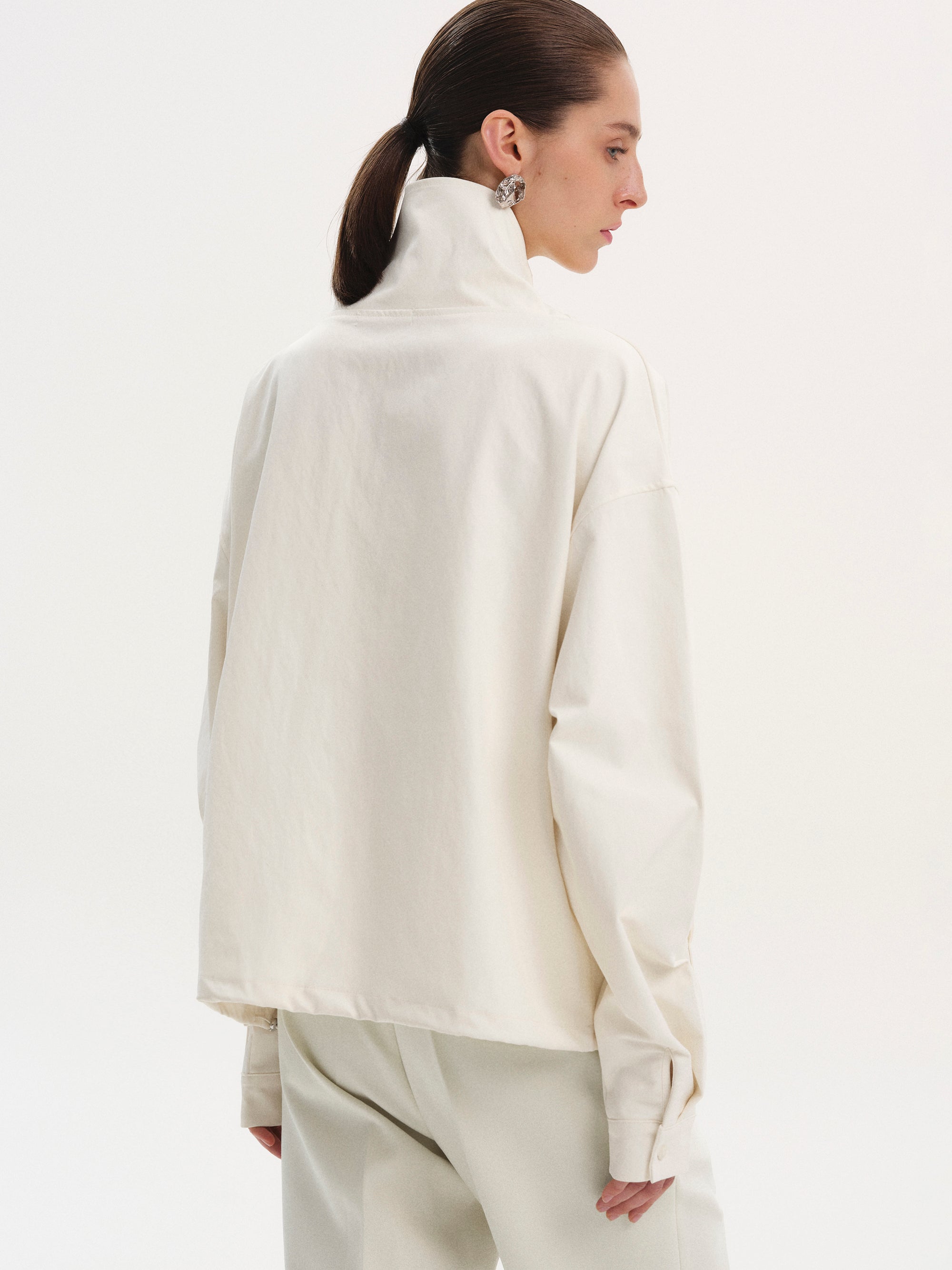 Funnel Zip Neck Top, Ivory