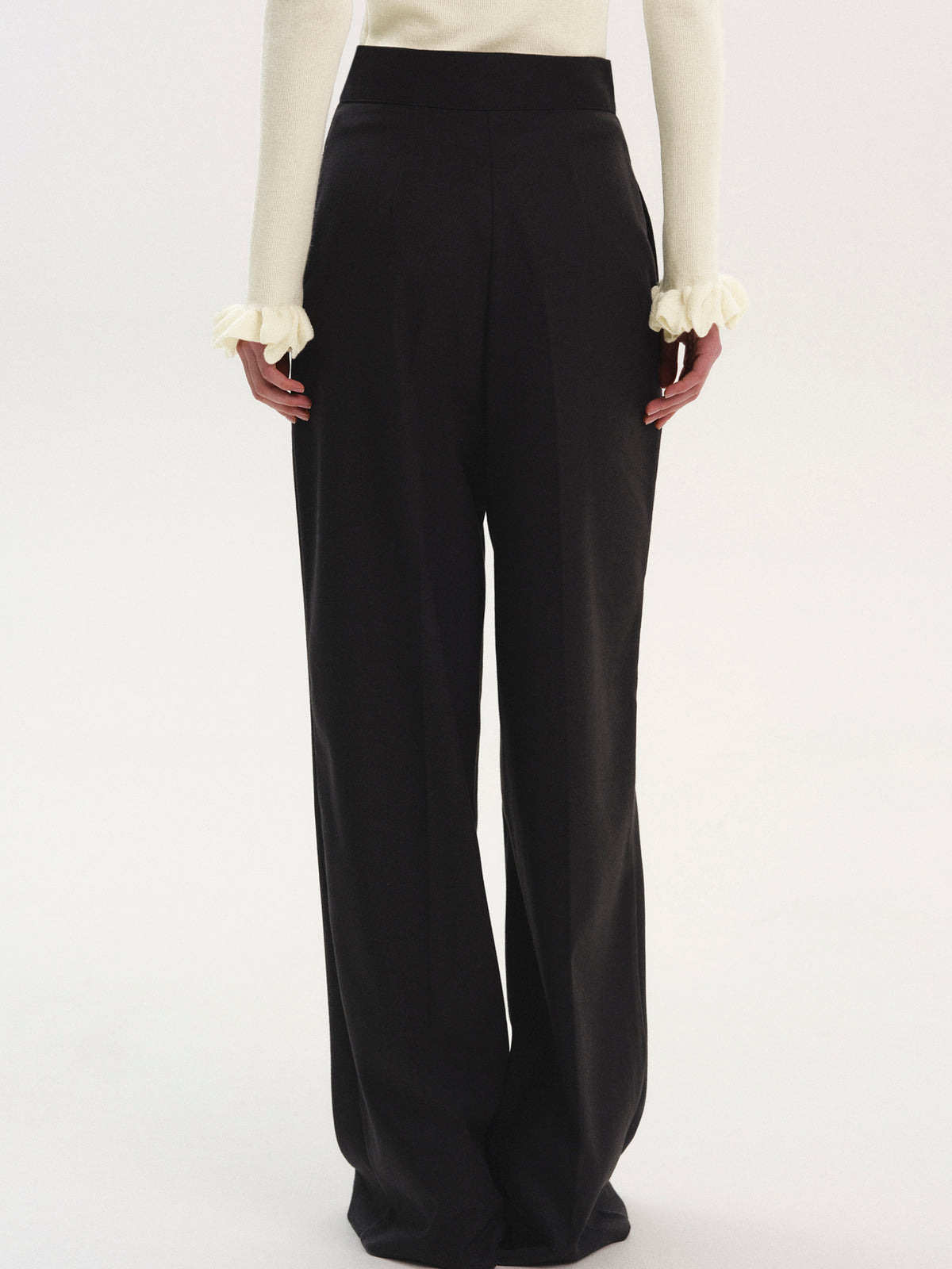 Selvan High Waist Creased Trousers, Black