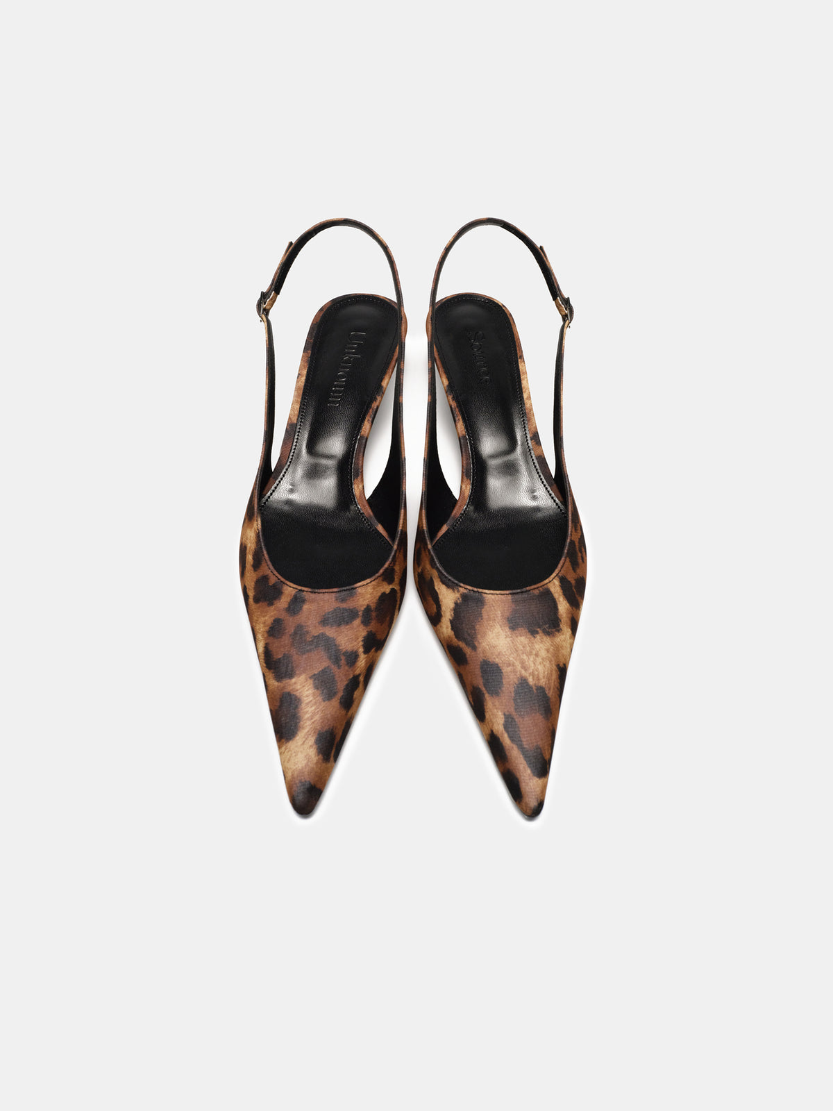 Lafu Leopard-Print Satin Slingback Heels, Brown
