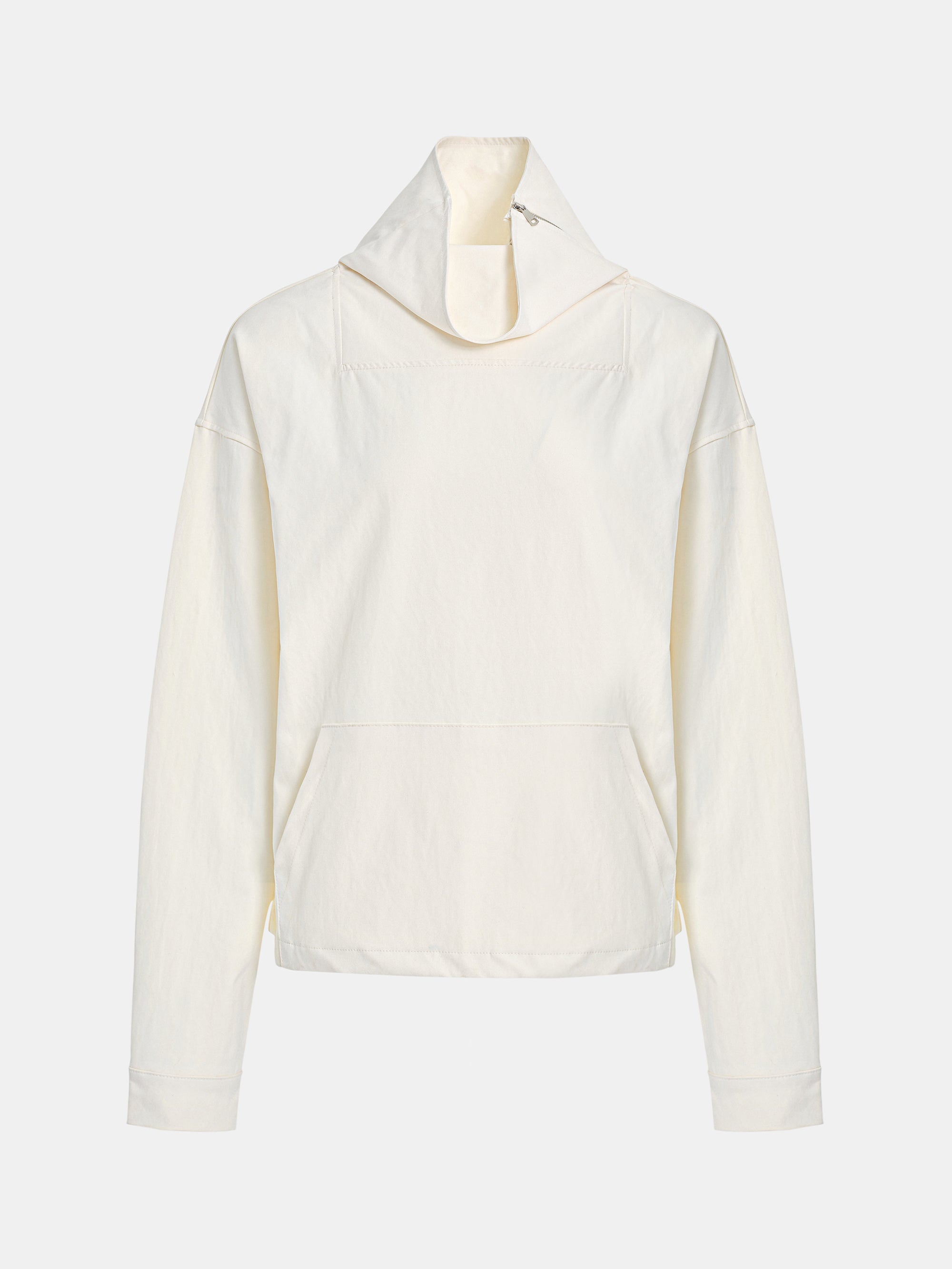 Afro Funnel Zip Neck Top, Ivory
