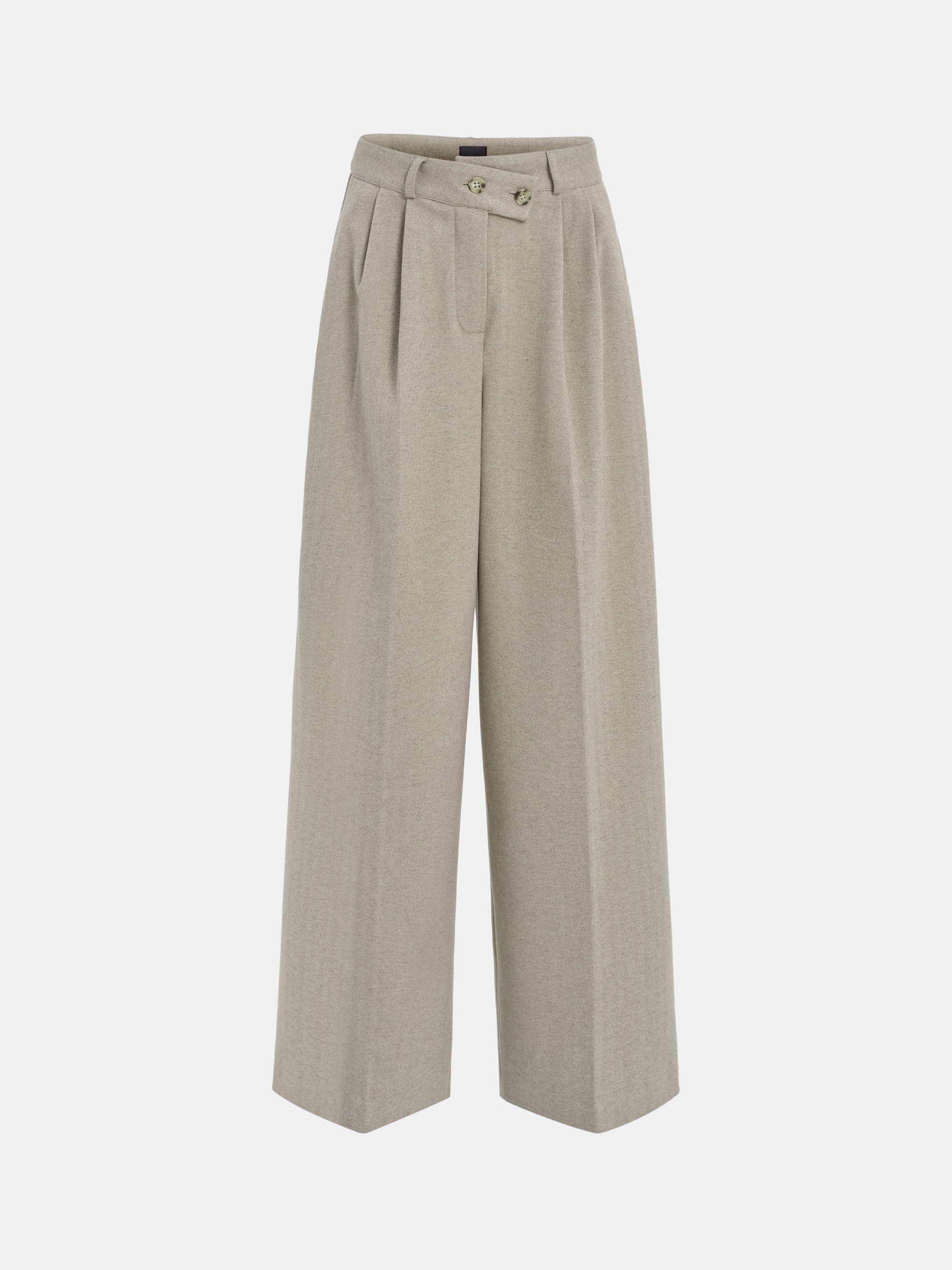 Wrap Button Trousers, Taupe