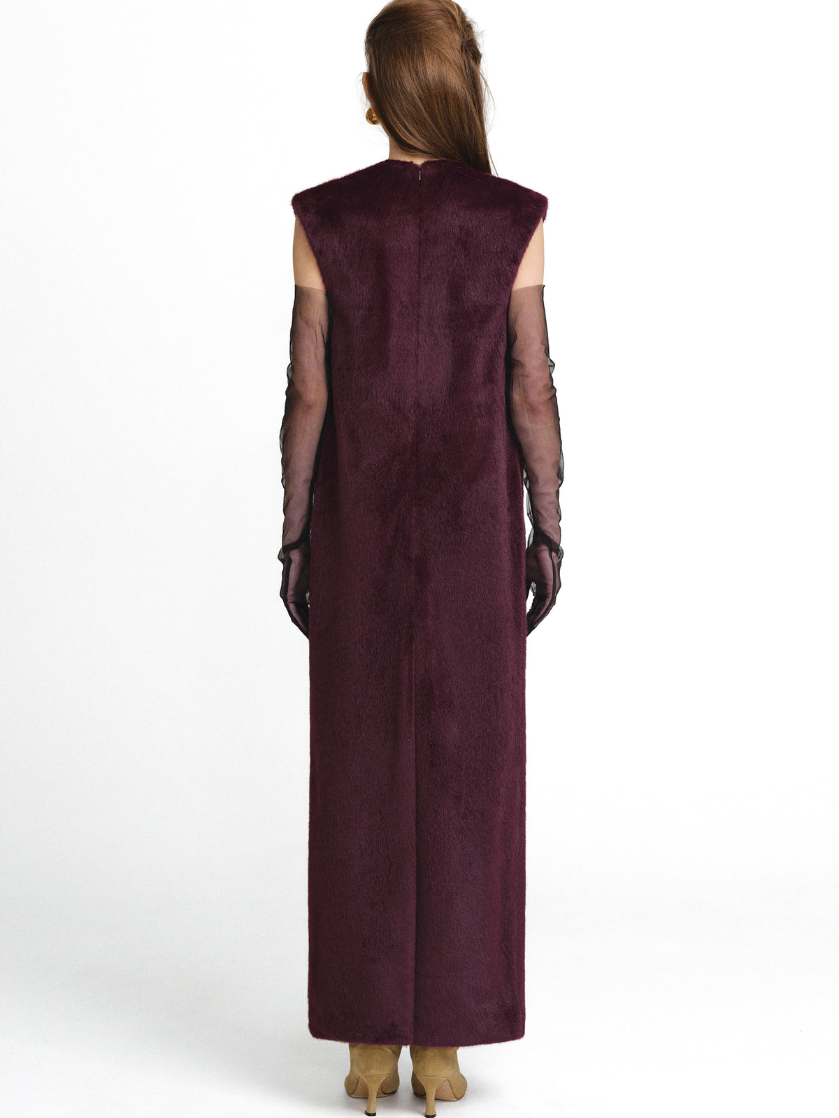 Cassylia Faux-Fur Dress, Burgundy