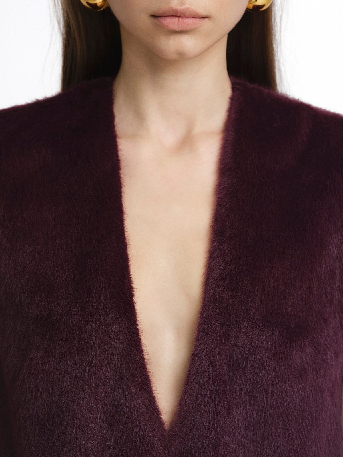 Cassylia Faux-Fur Dress, Burgundy
