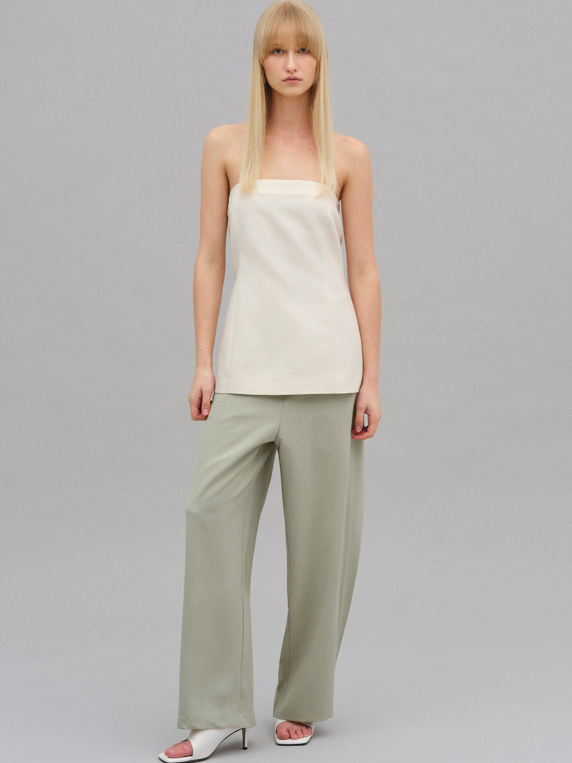 Wool-Silk Bustier, Ivory