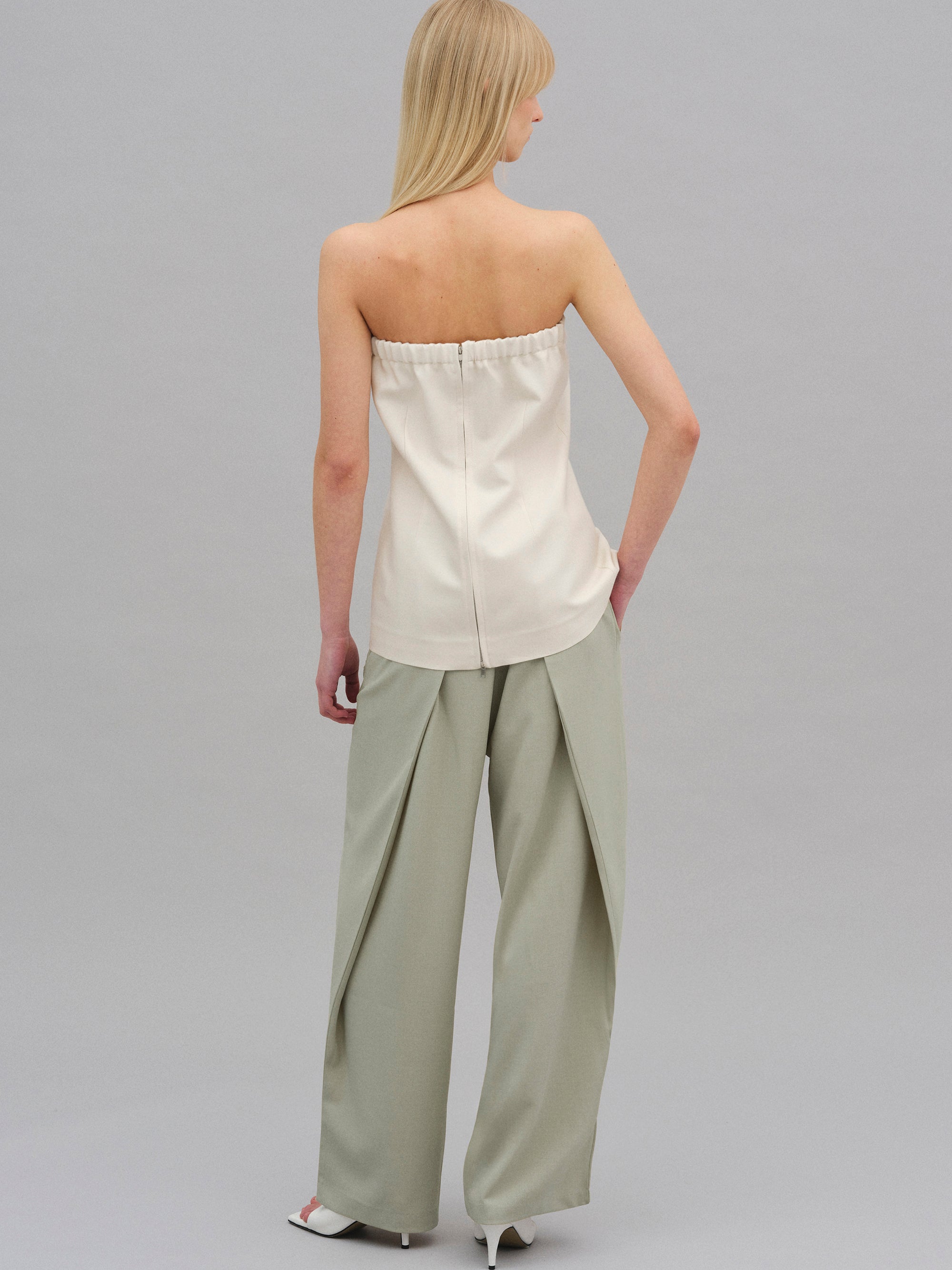 Wool-Silk Bustier, Ivory