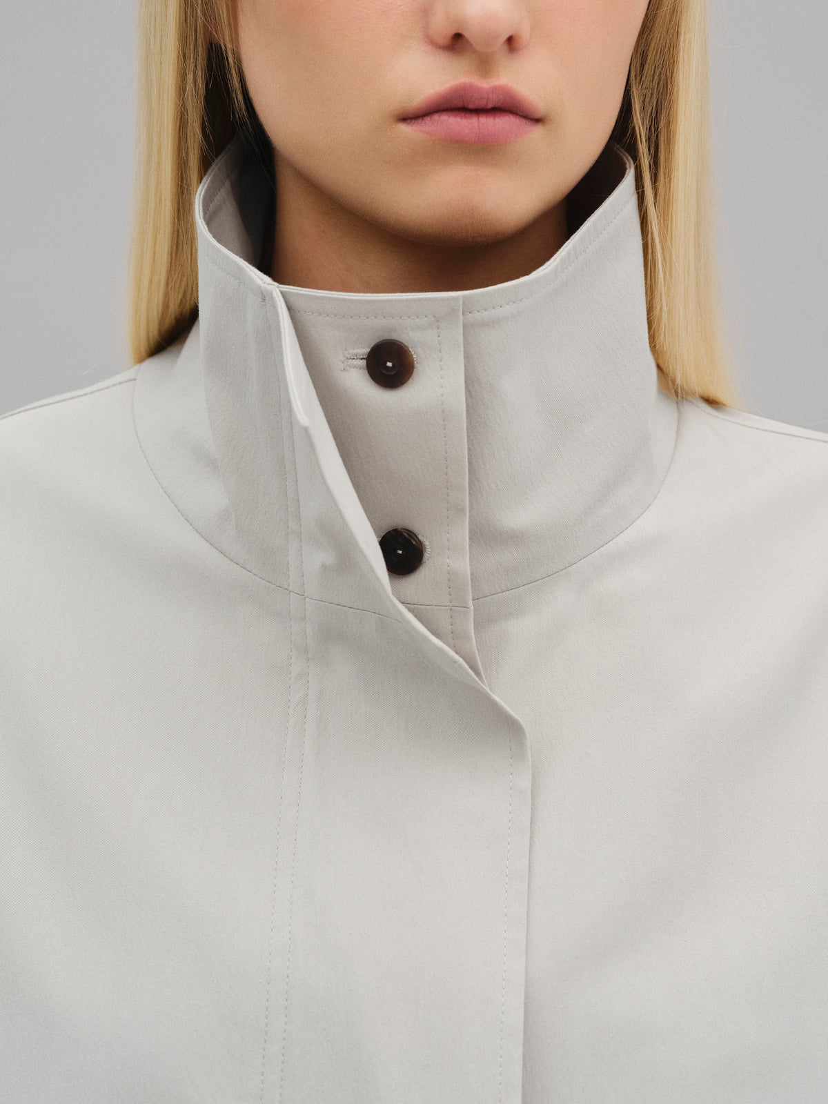 Paolo High-Neck Trench Coat, Beige