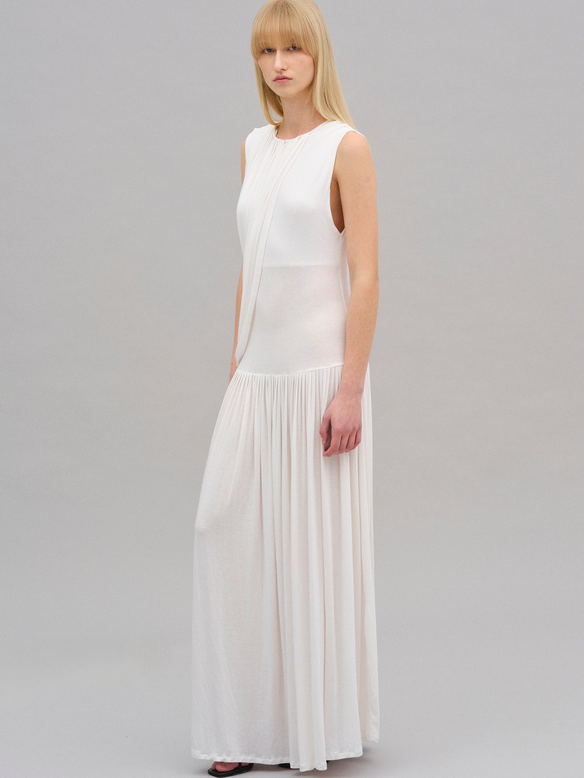 Draped Maxi Dress, White