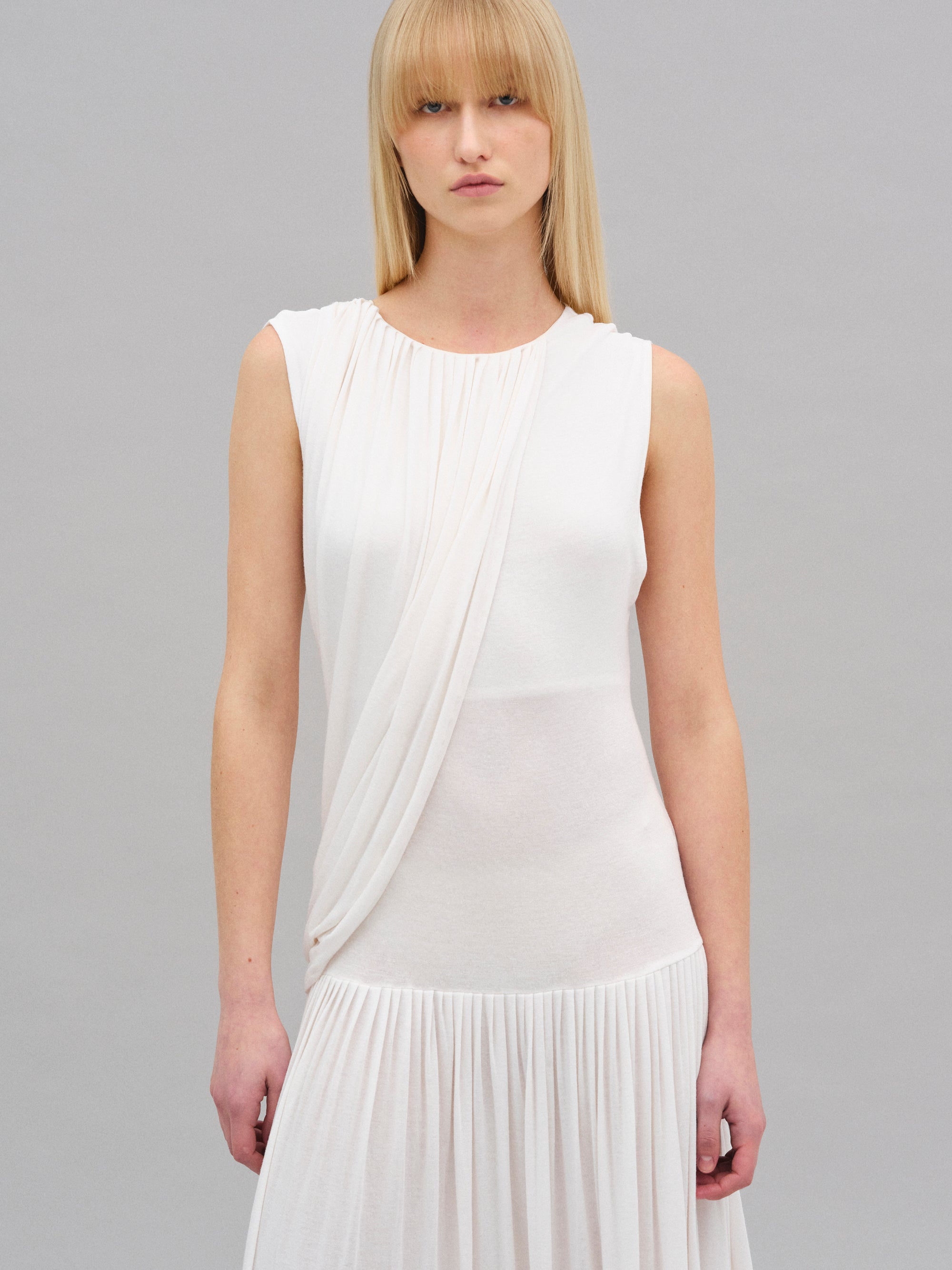 Draped Maxi Dress, White