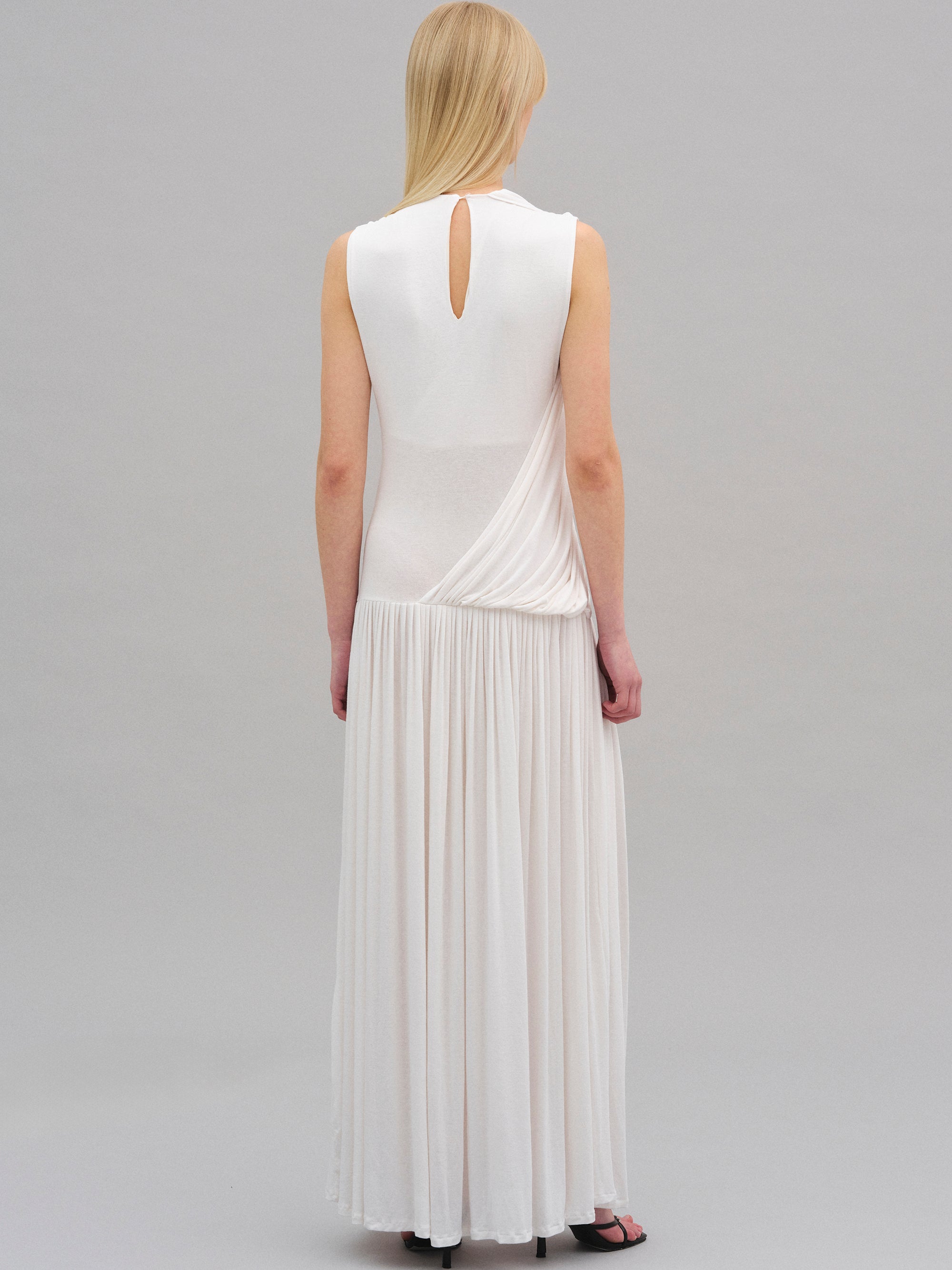 Draped Maxi Dress, White