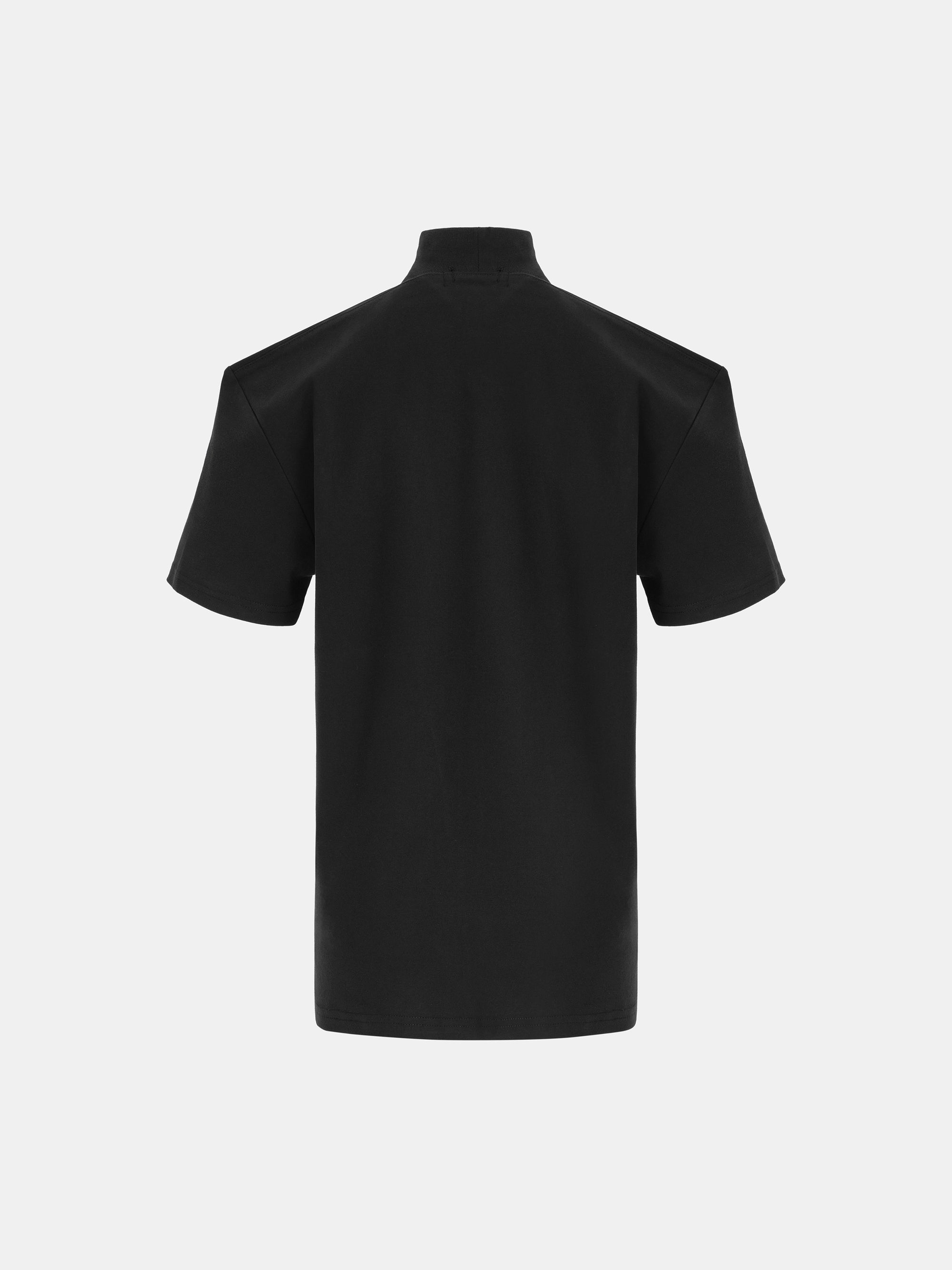 Mock-Neck Jersey T-Shirt, Black