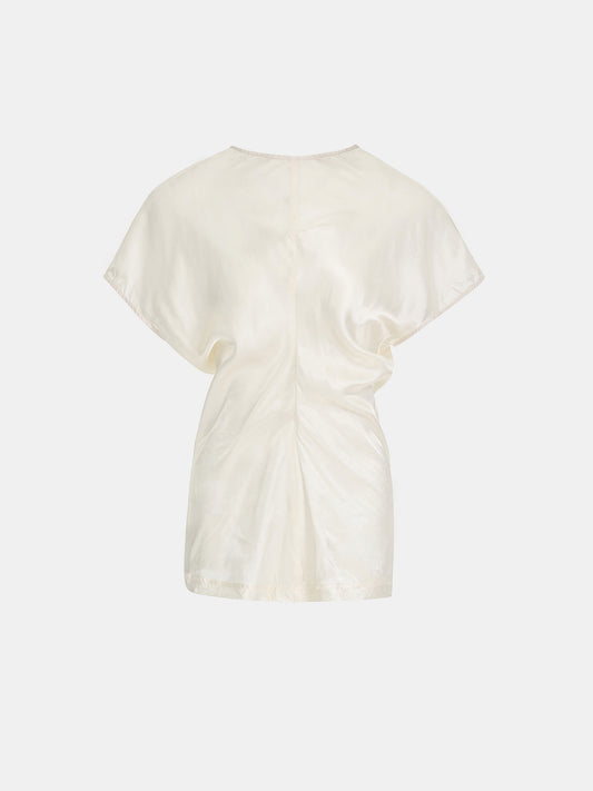 Caliga Slouch Waist Satin Top, Ivory
