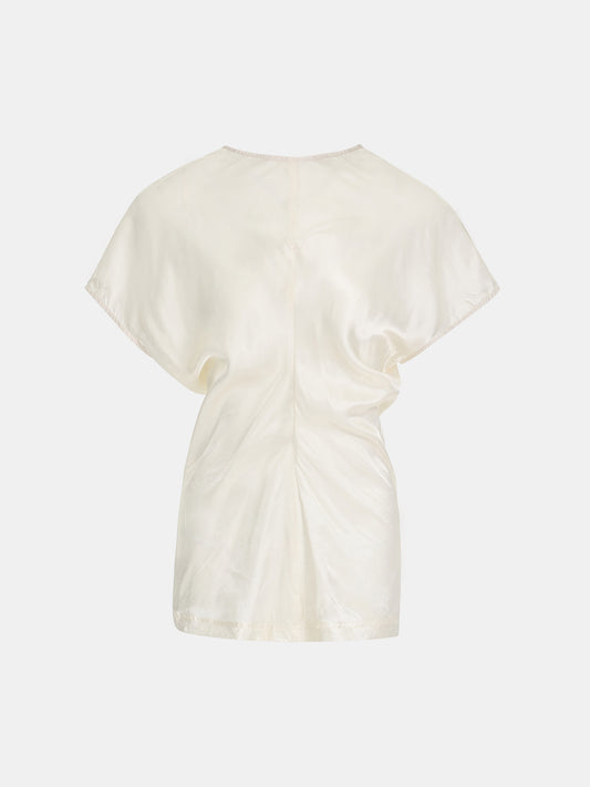 Caliga Slouch Waist Satin Top, Ivory