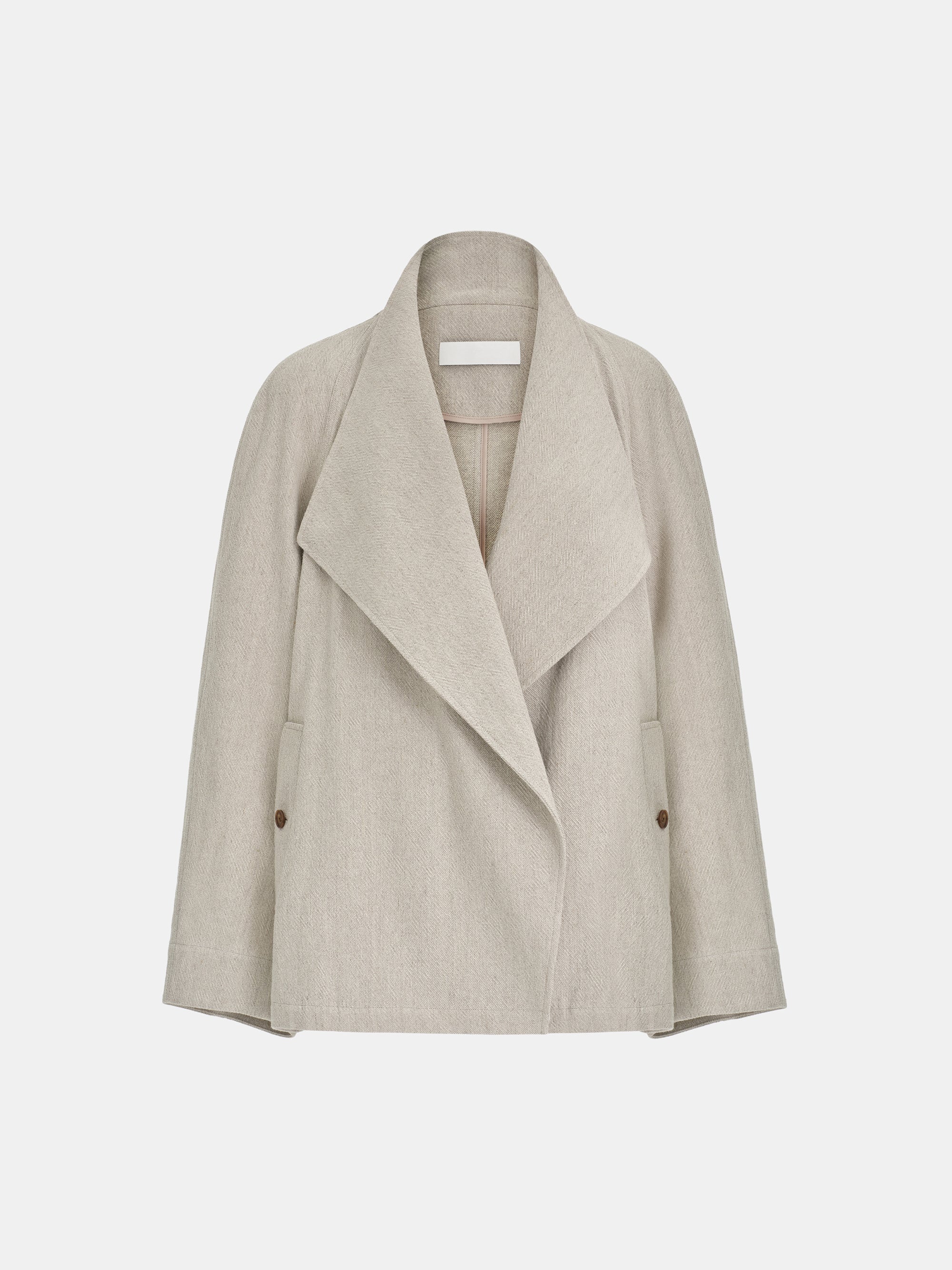 Shawl-Collar Linen-Blend Jacket, Beige