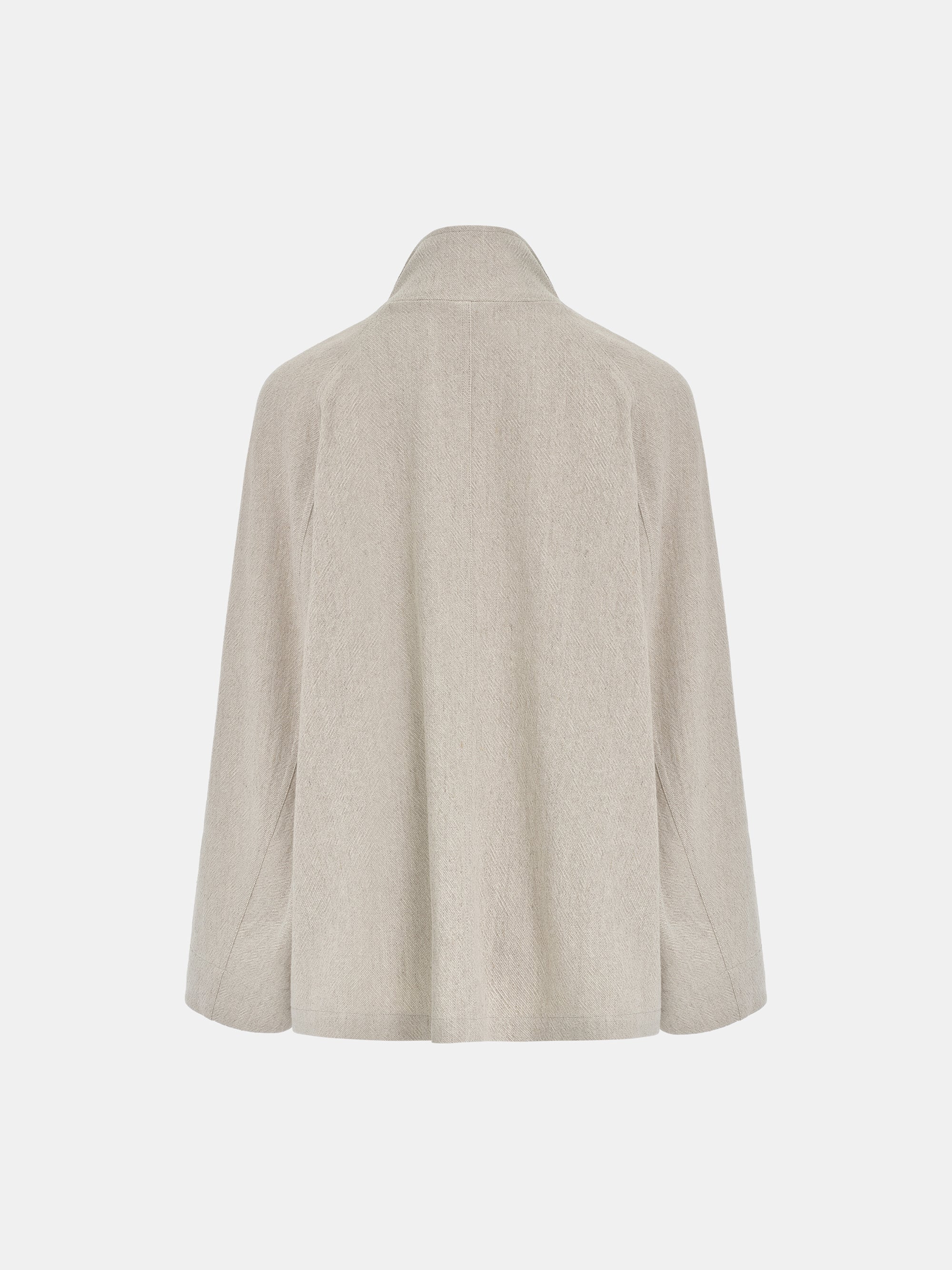 Shawl-Collar Linen-Blend Jacket, Beige