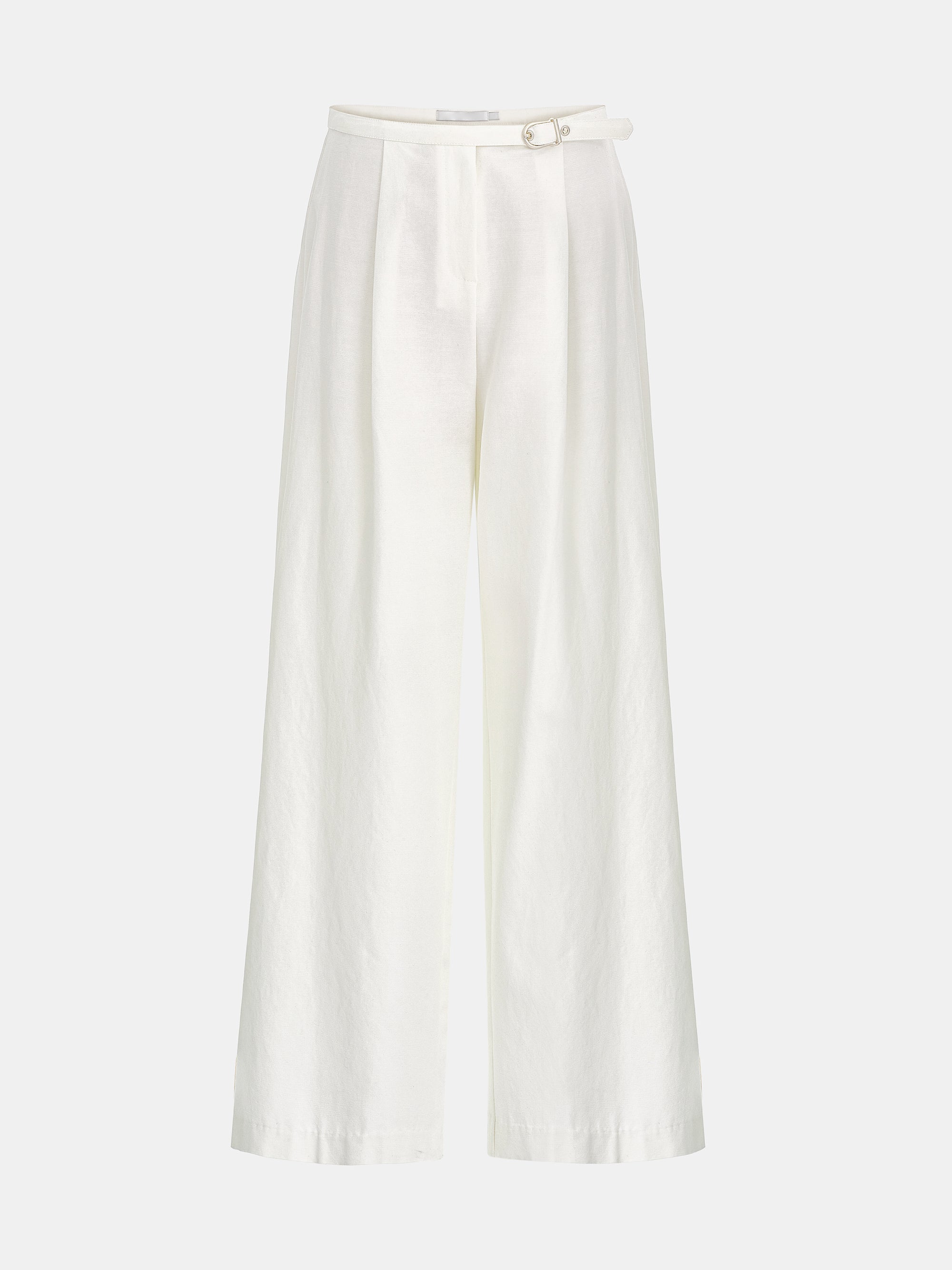 Buckle-Belt Trousers, Ivory