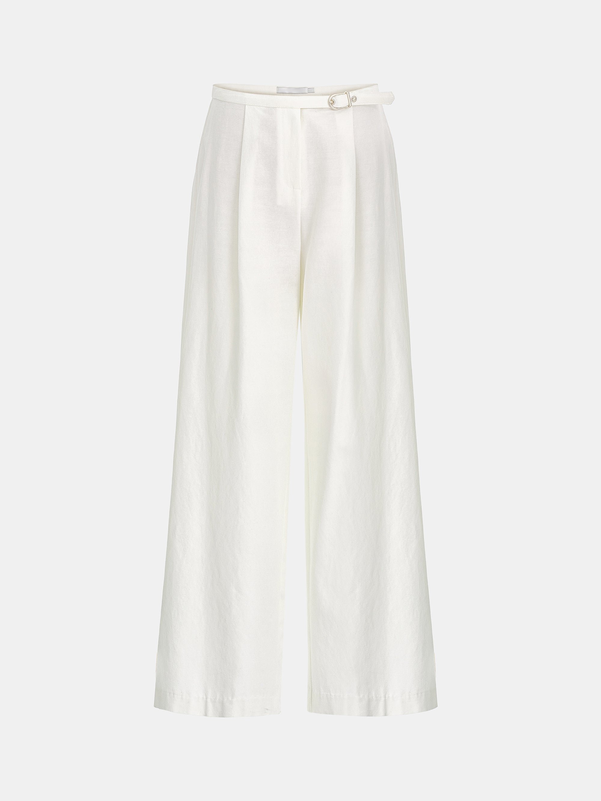 Buckle-Belt Trousers, Ivory