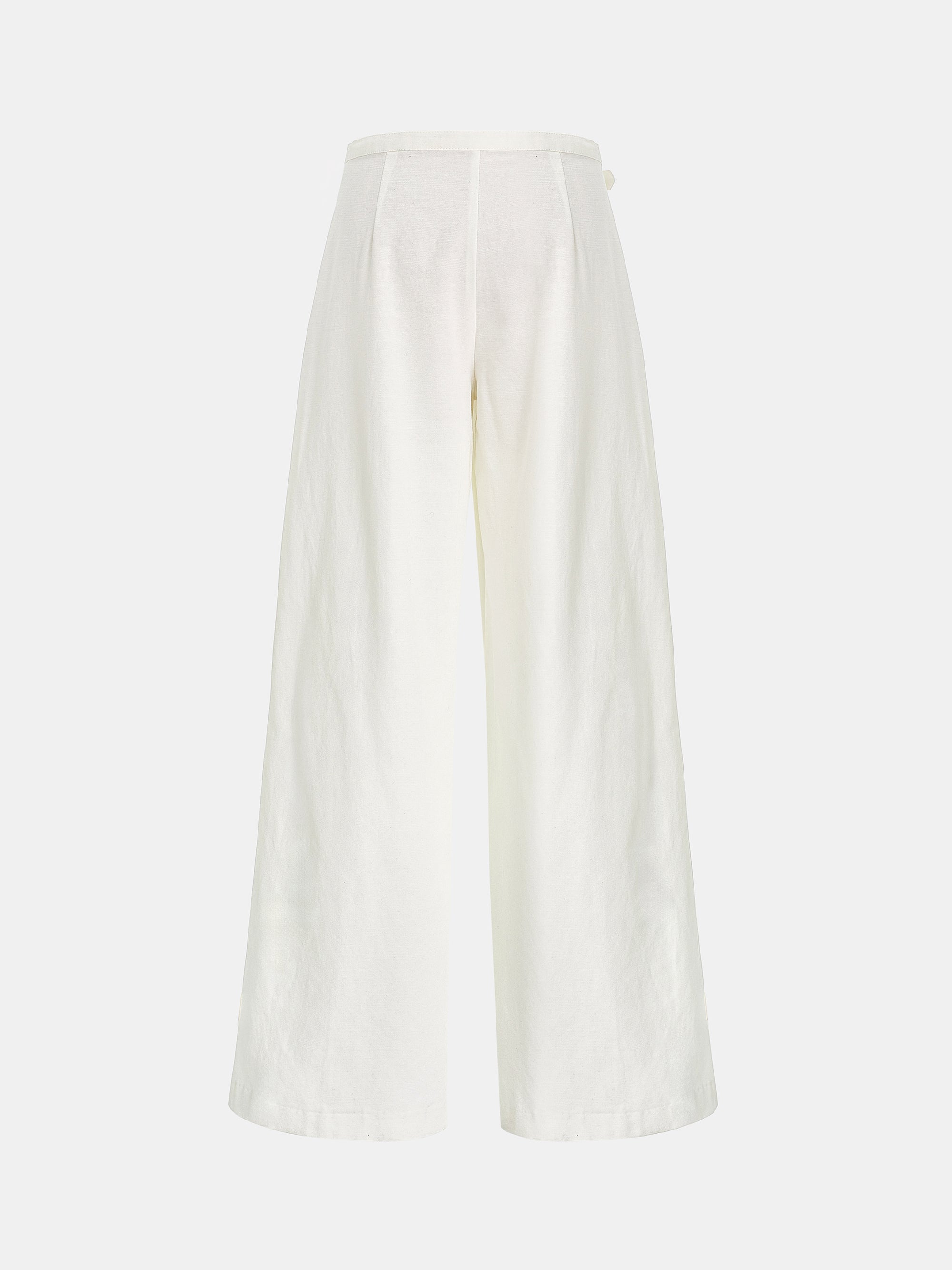 Buckle-Belt Trousers, Ivory