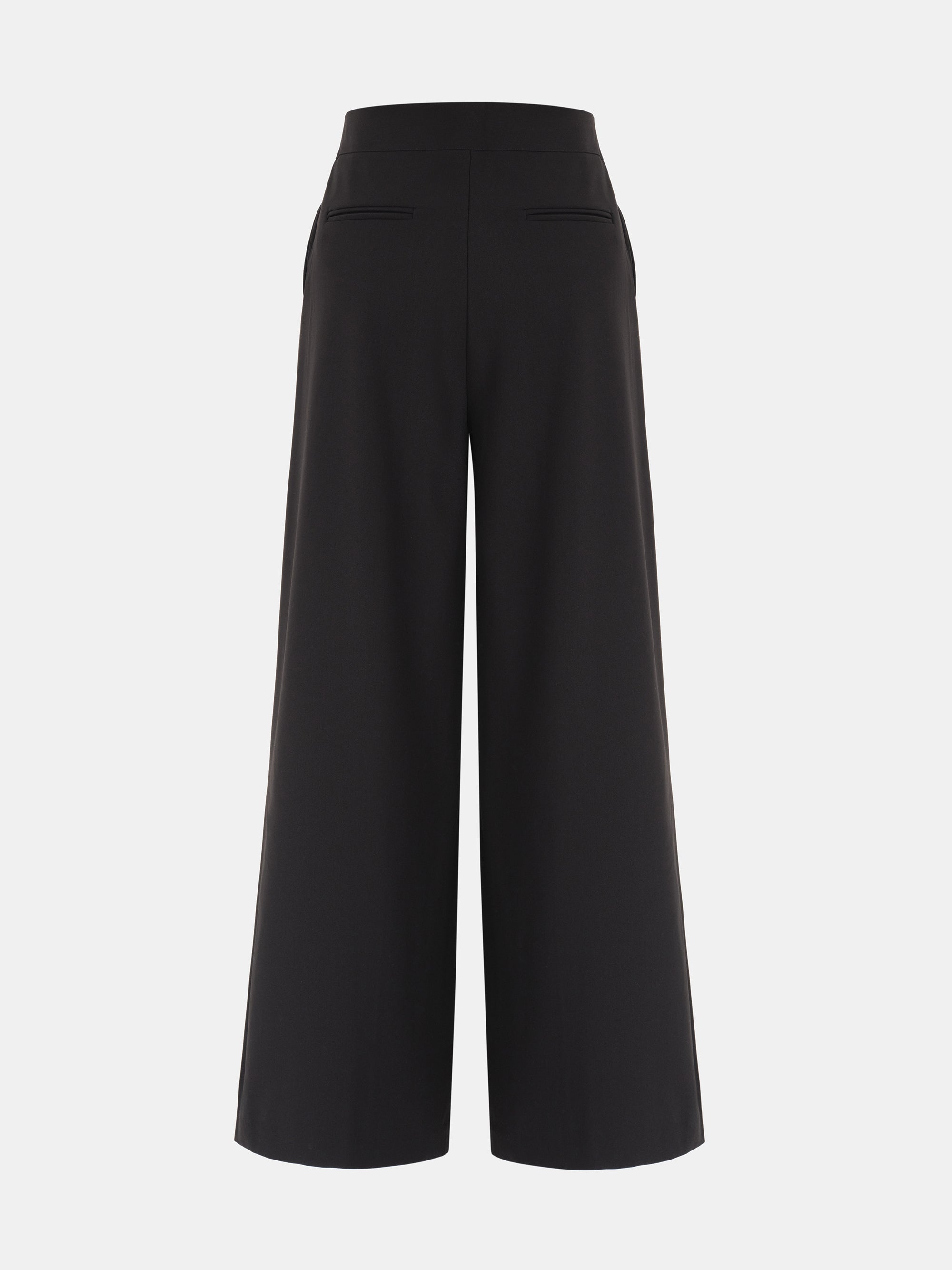 Box-Pleat Wide Trousers, Black