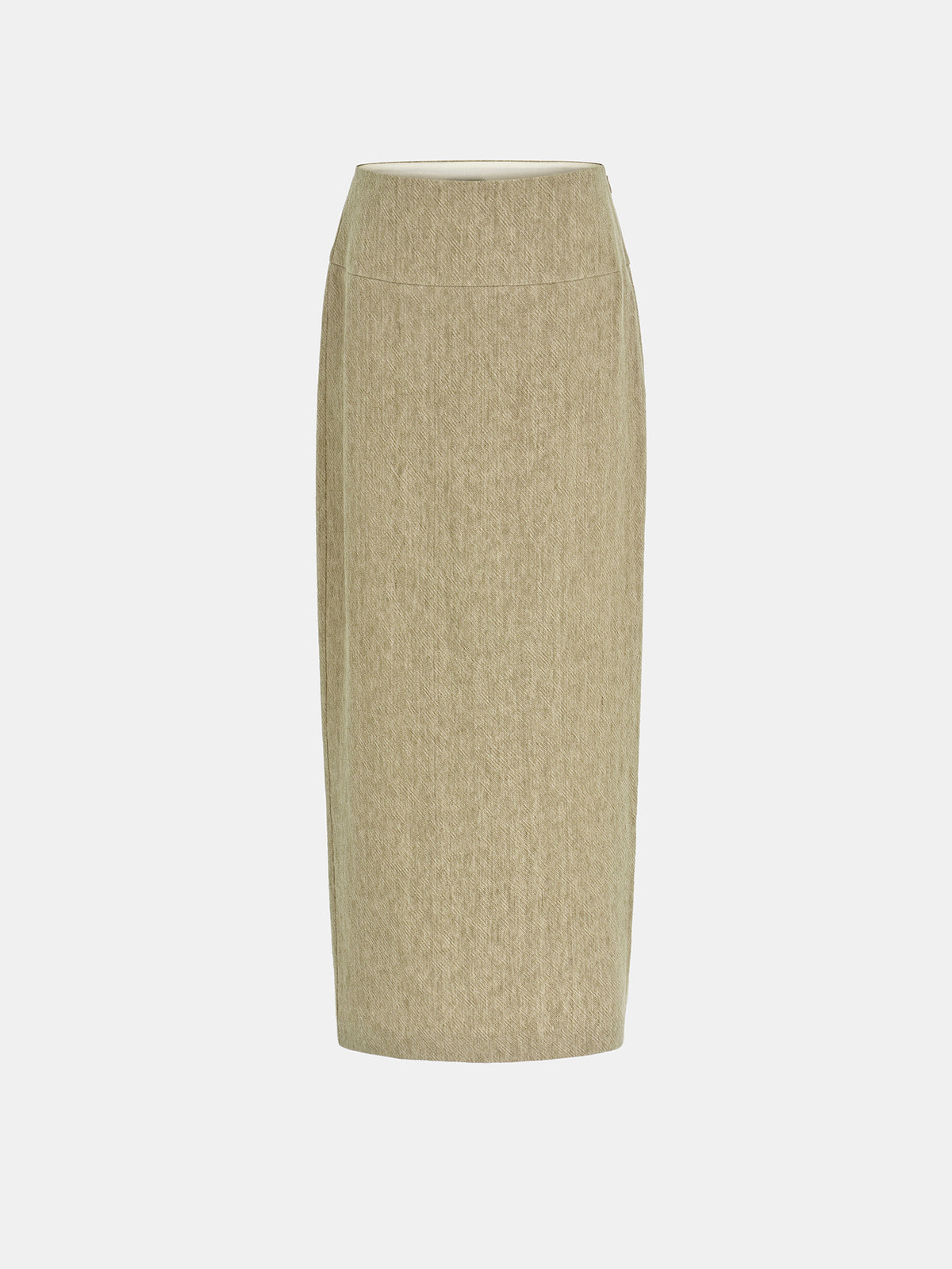 Reve Side-Slit Linen-Blend Skirt, Beige