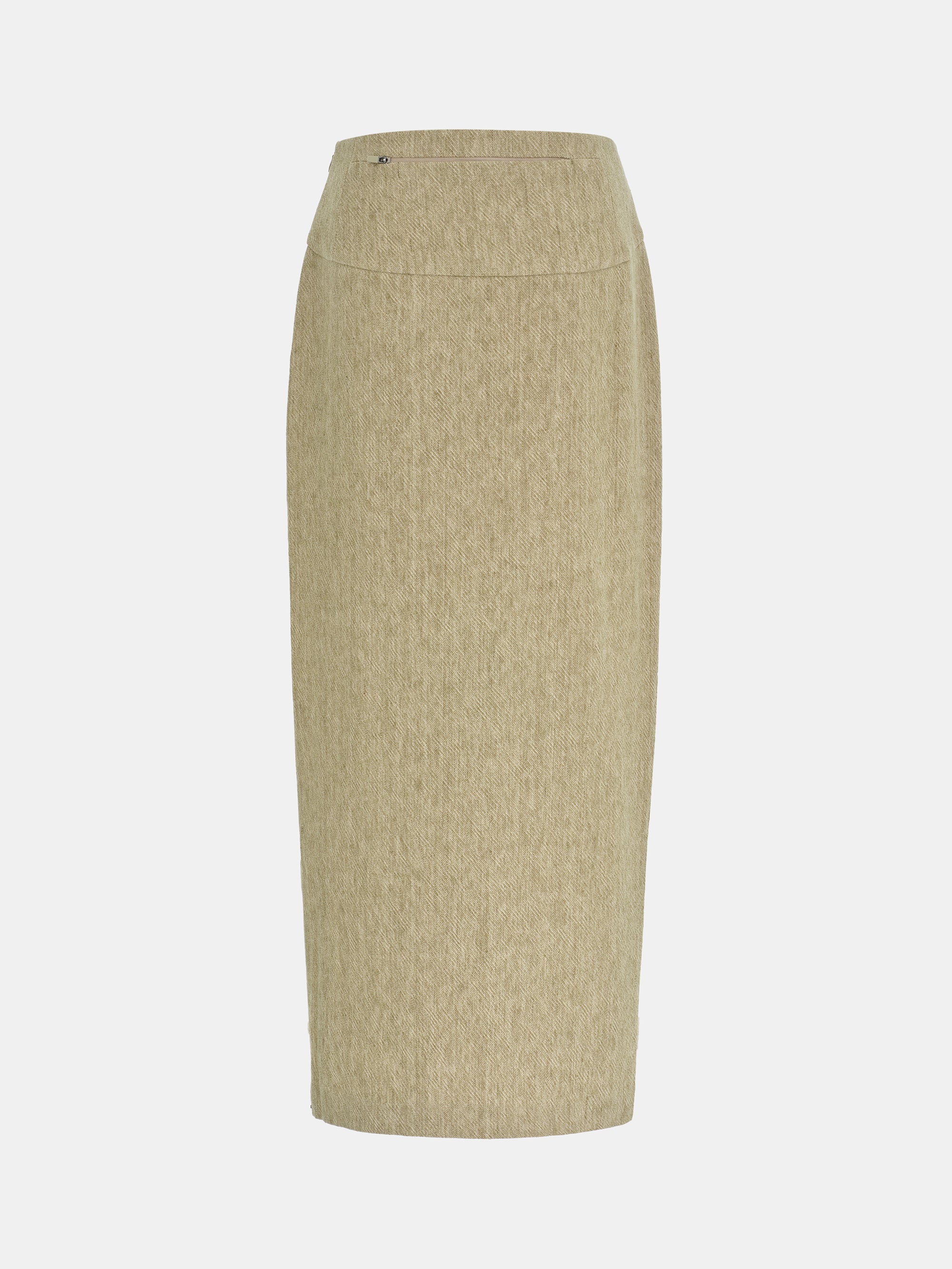 Reve Side-Slit Linen-Blend Skirt, Beige