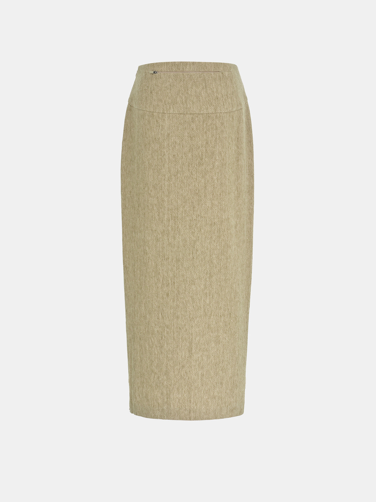 Reve Side-Slit Linen-Blend Skirt, Beige