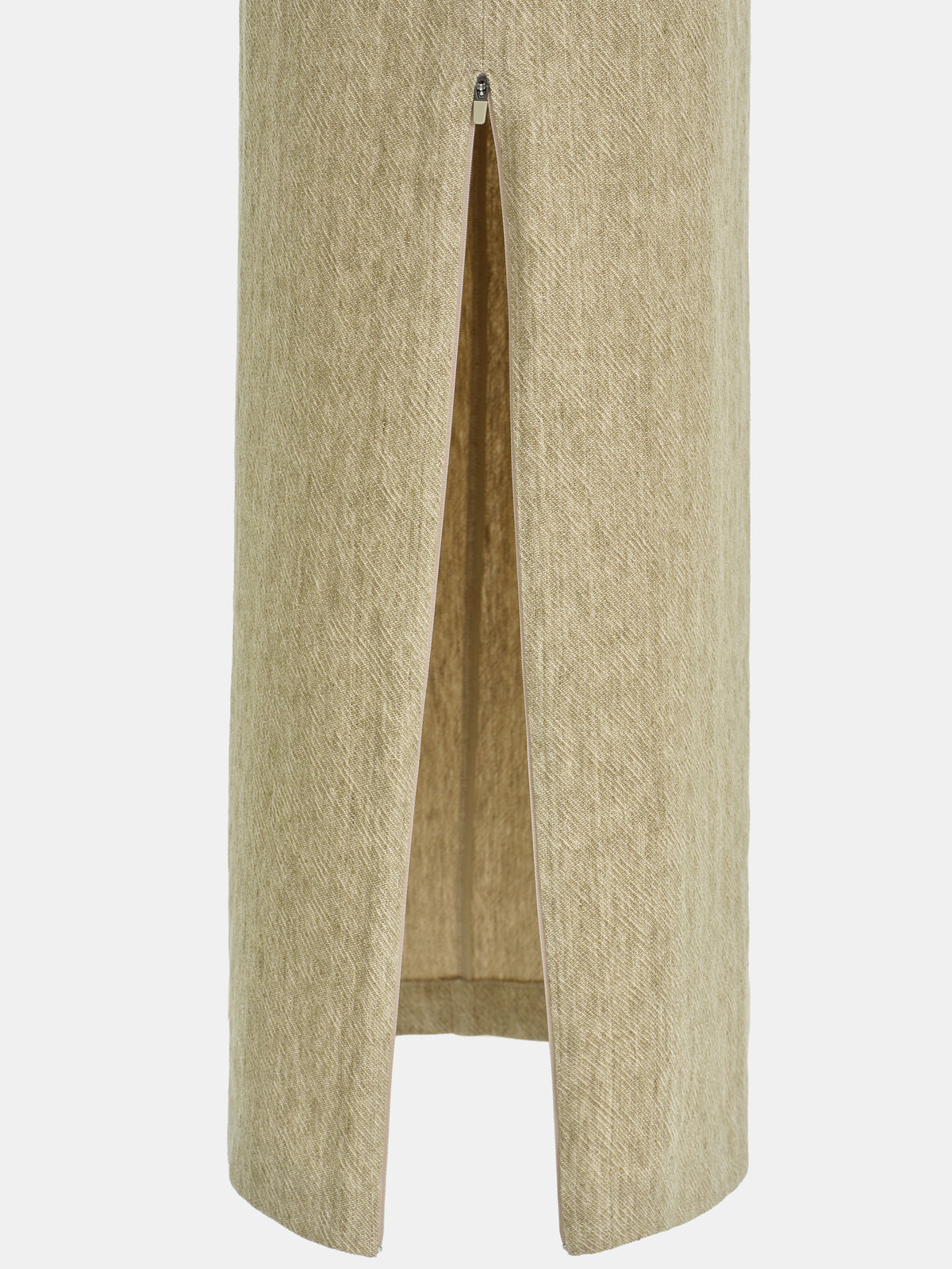 Reve Side-Slit Linen-Blend Skirt, Beige
