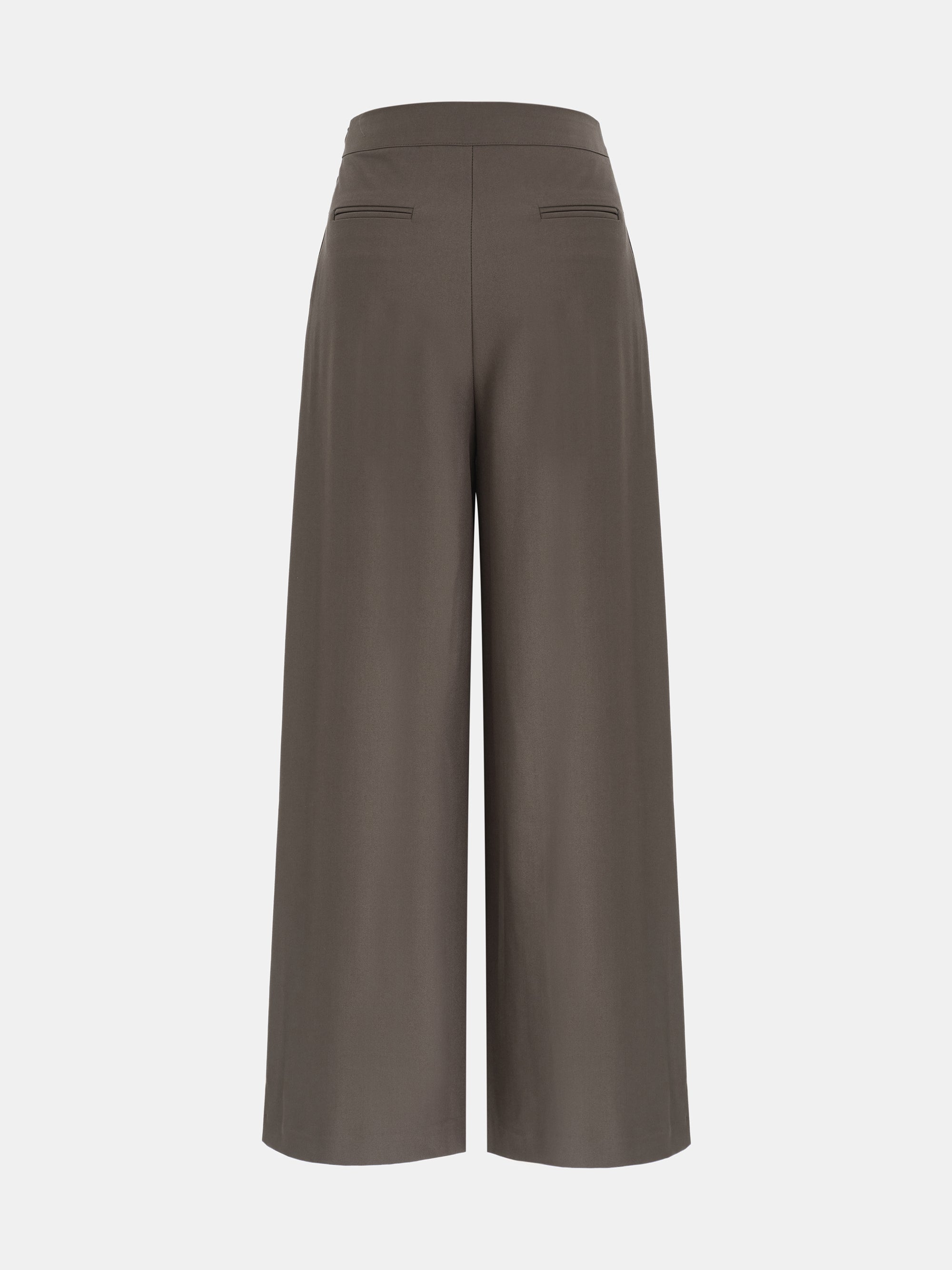 Box-Pleat Wide Trousers, Mocha