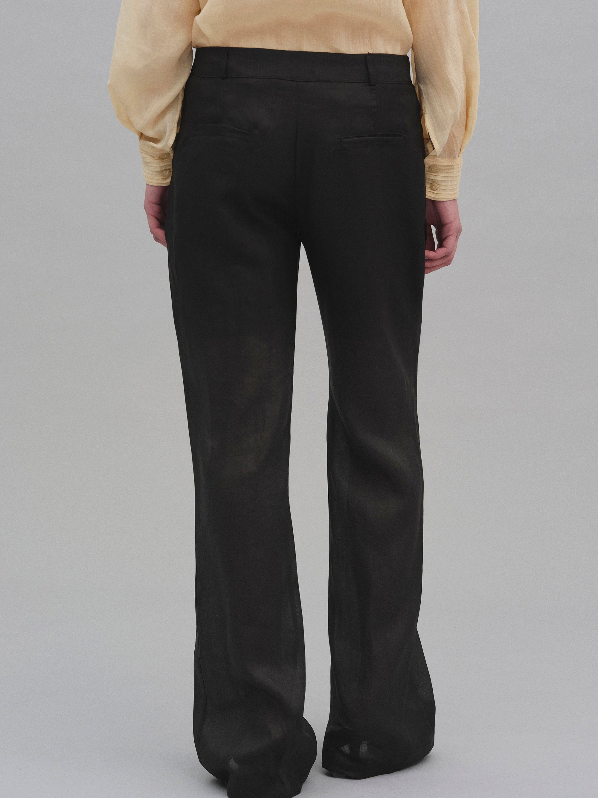 Arny Semi-Sheer Linen Pants, Black
