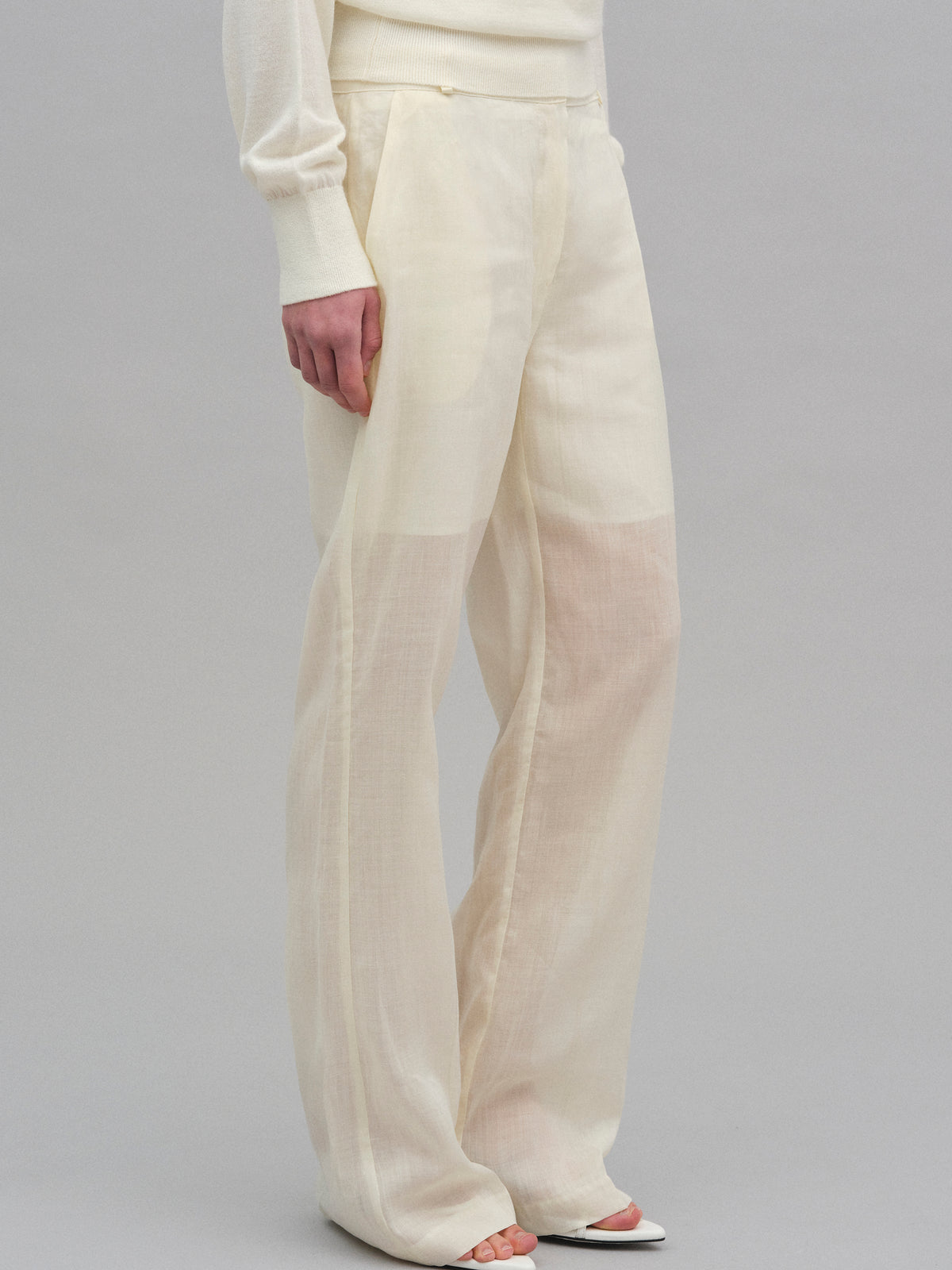 Arny Semi-Sheer Linen Pants, Ivory