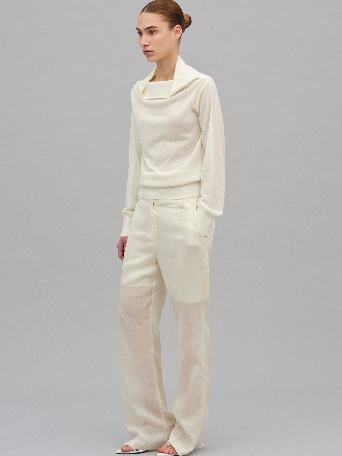 Arny Semi-Sheer Linen Pants, Ivory