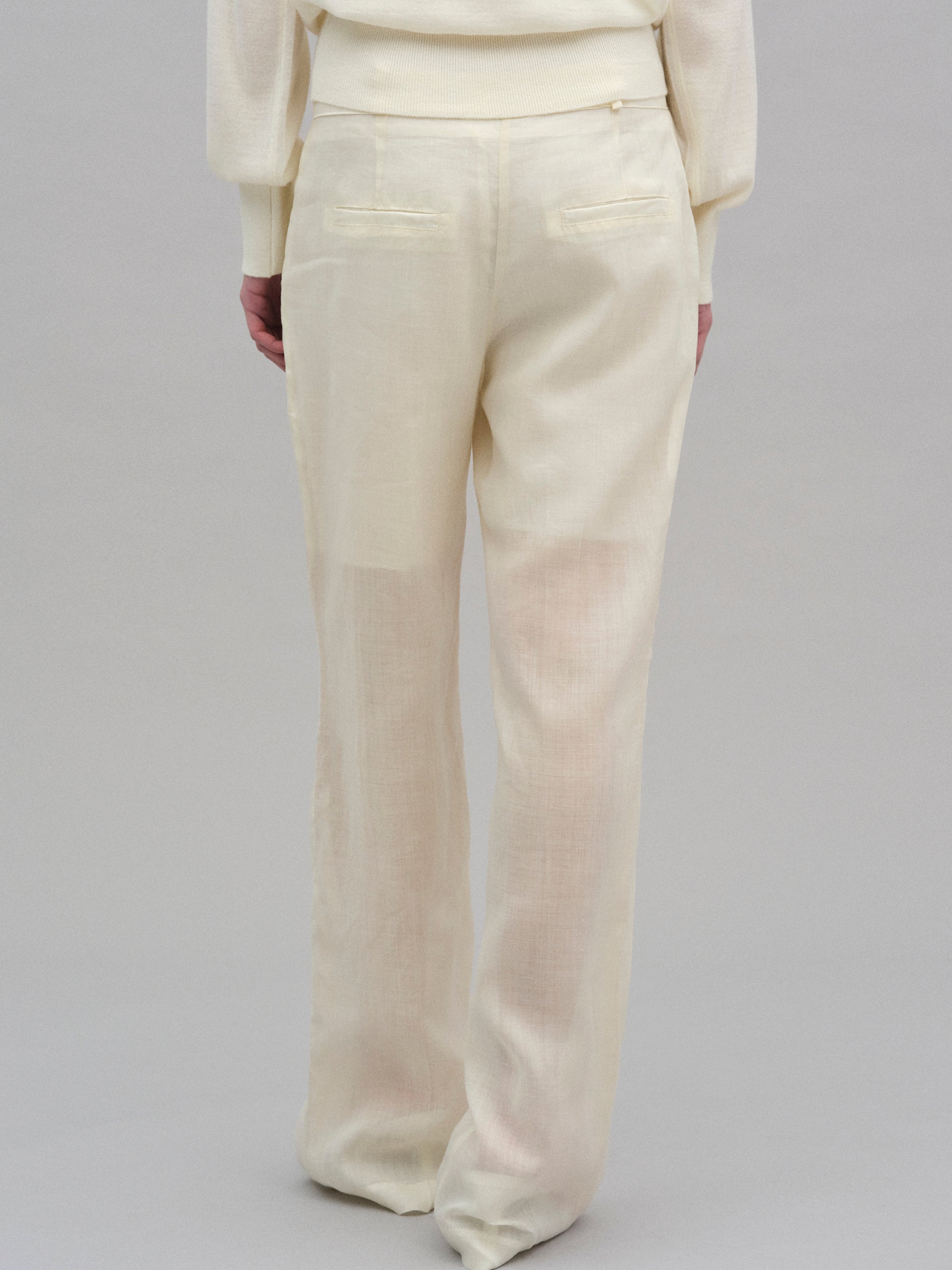 Arny Semi-Sheer Linen Pants, Ivory
