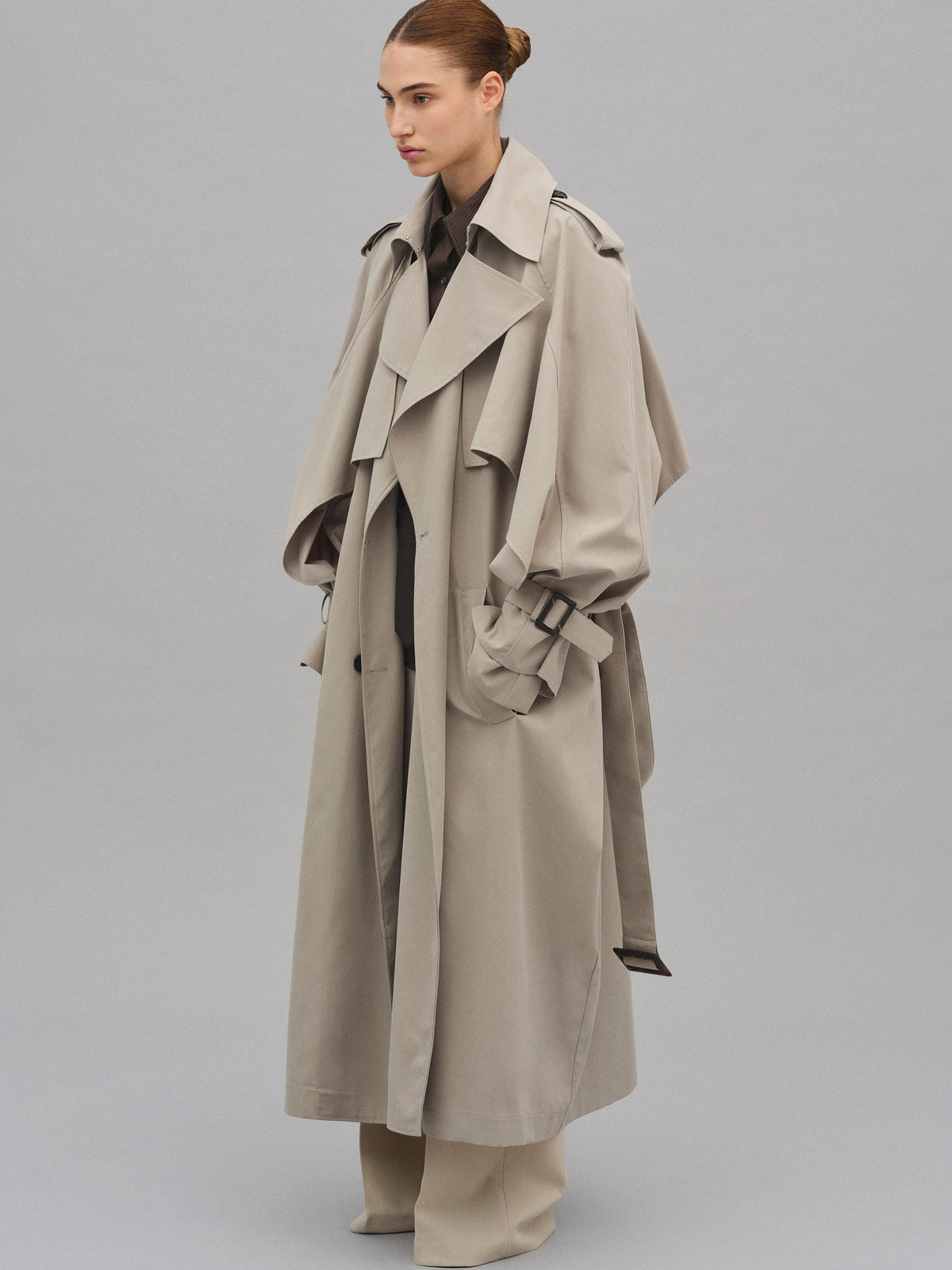 Rufus Caped Trench Coat, Beige