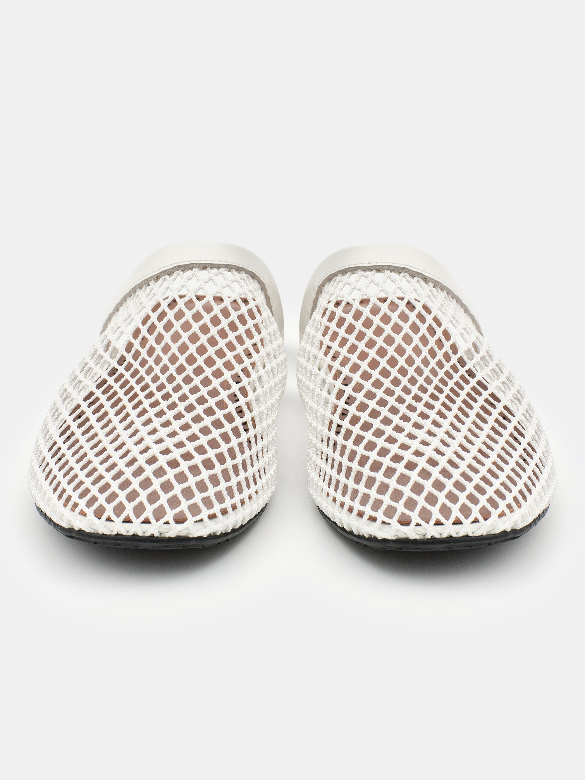 Fishnet Mesh Mules, White