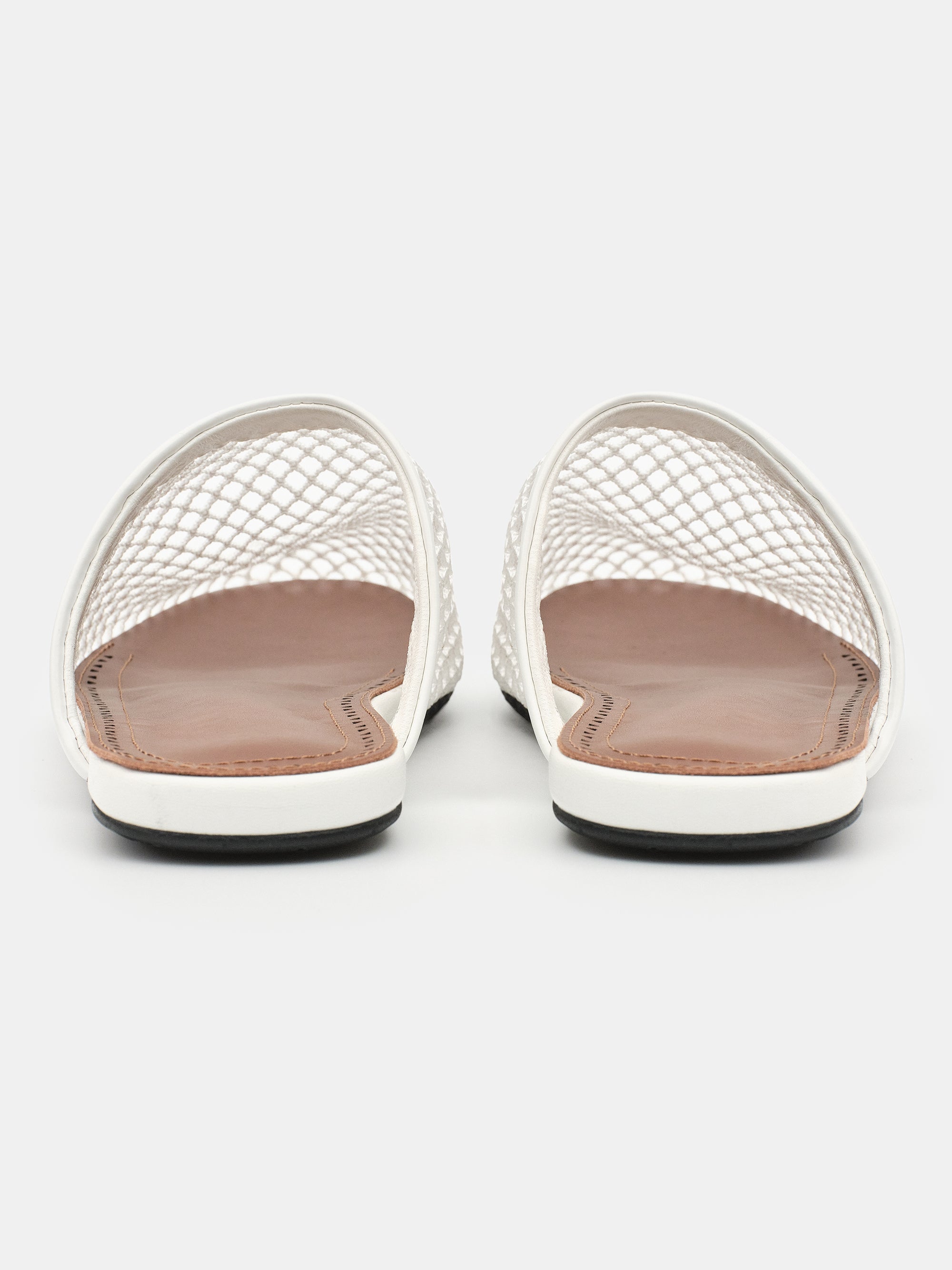 Fishnet Mesh Mules, White