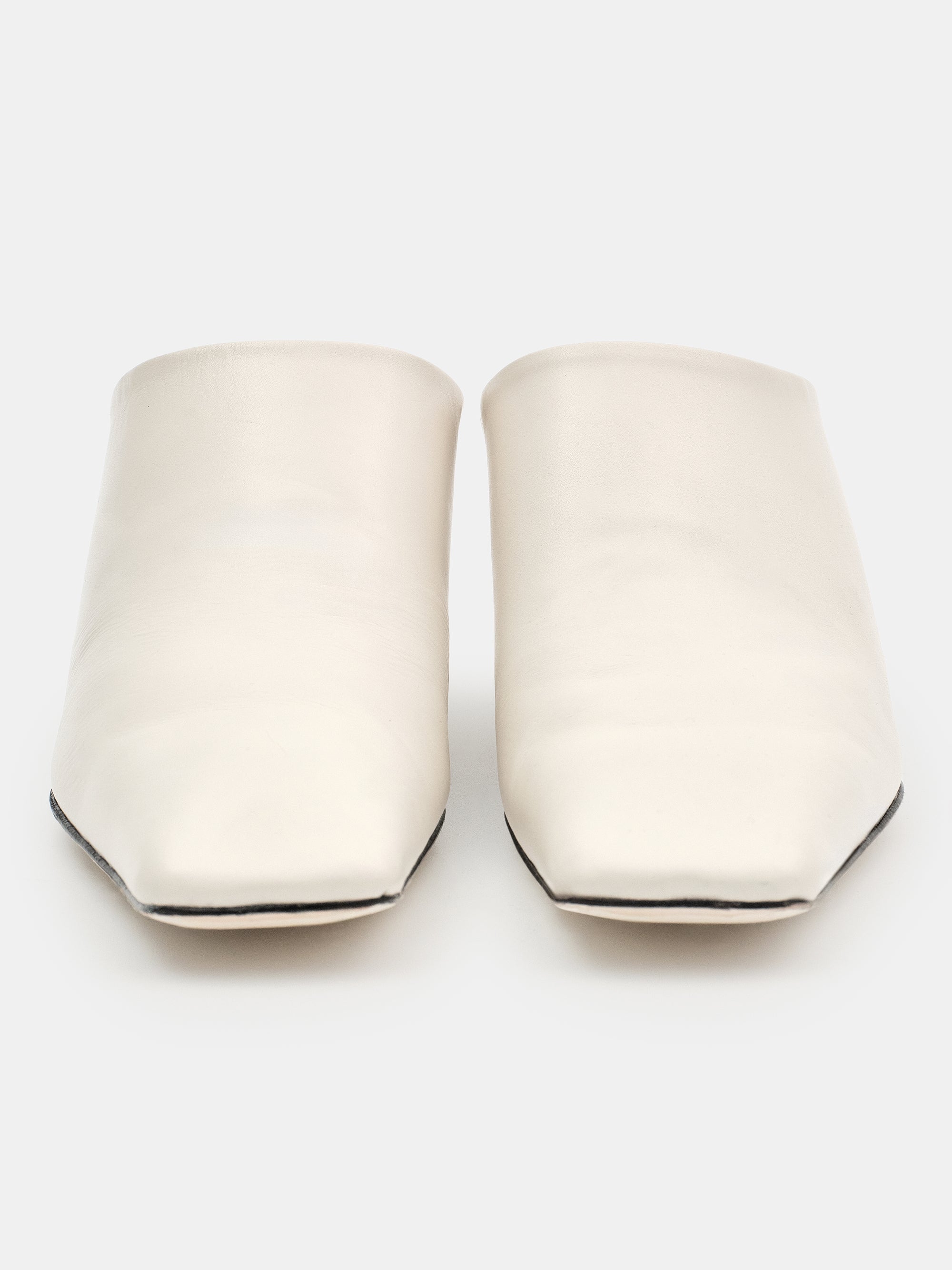 Leather Wedge Mules, White