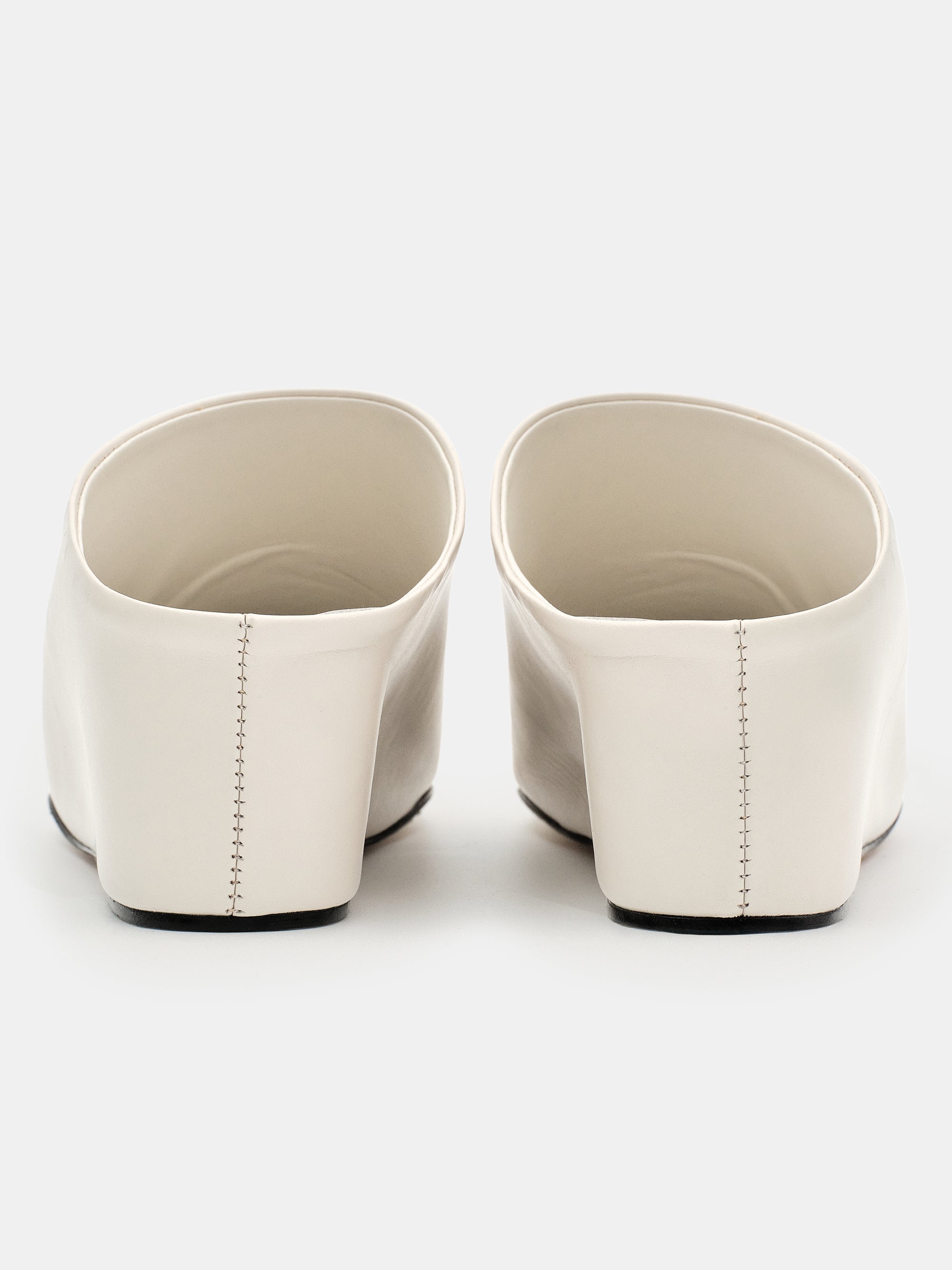 Leather Wedge Mules, White