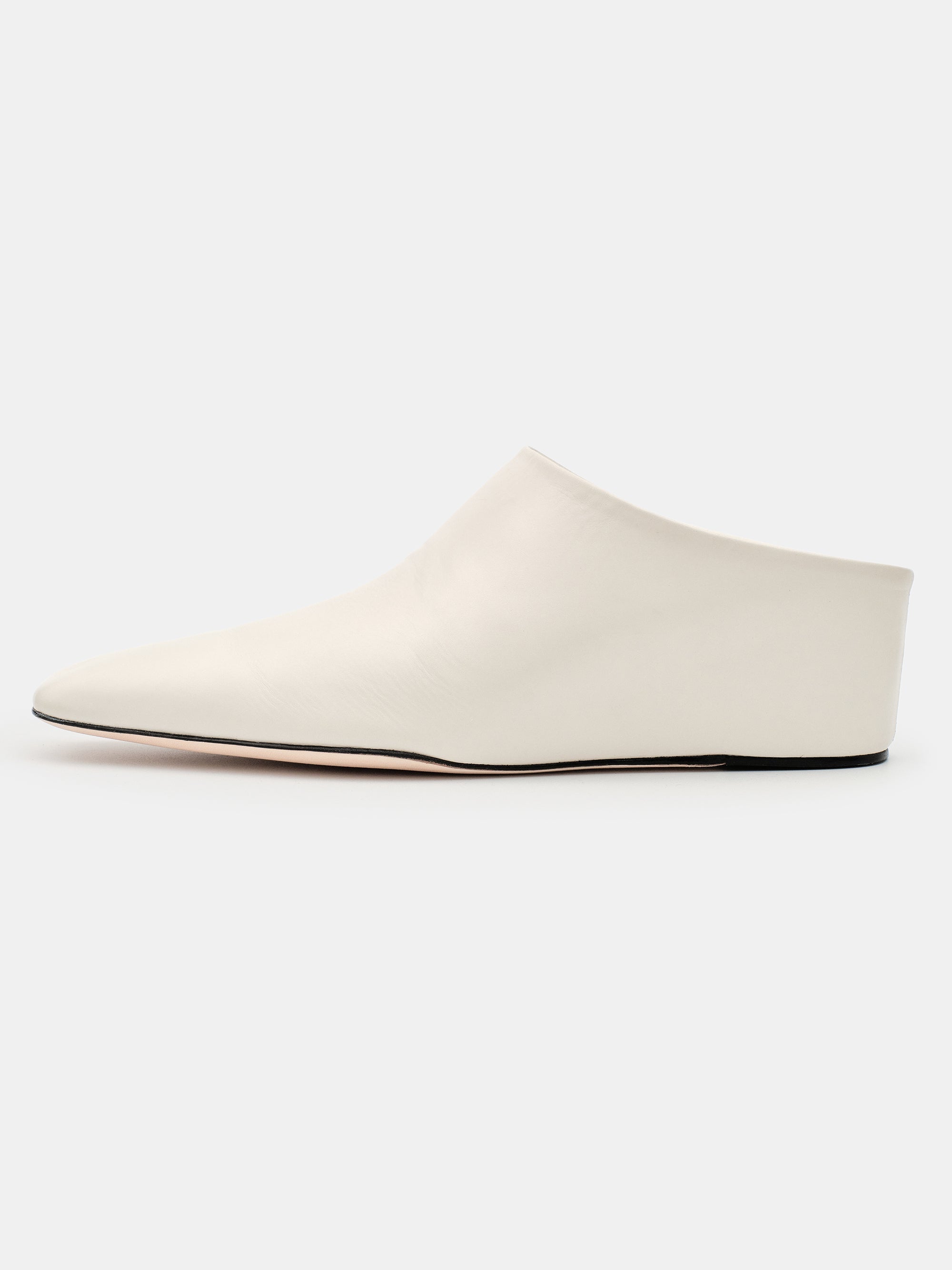 Leather Wedge Mules, White