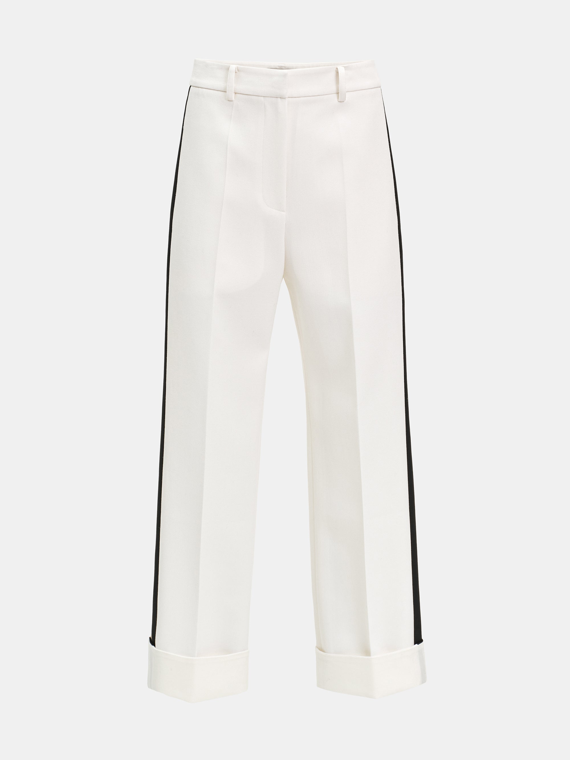 Colorblock Cuffed Trousers, White