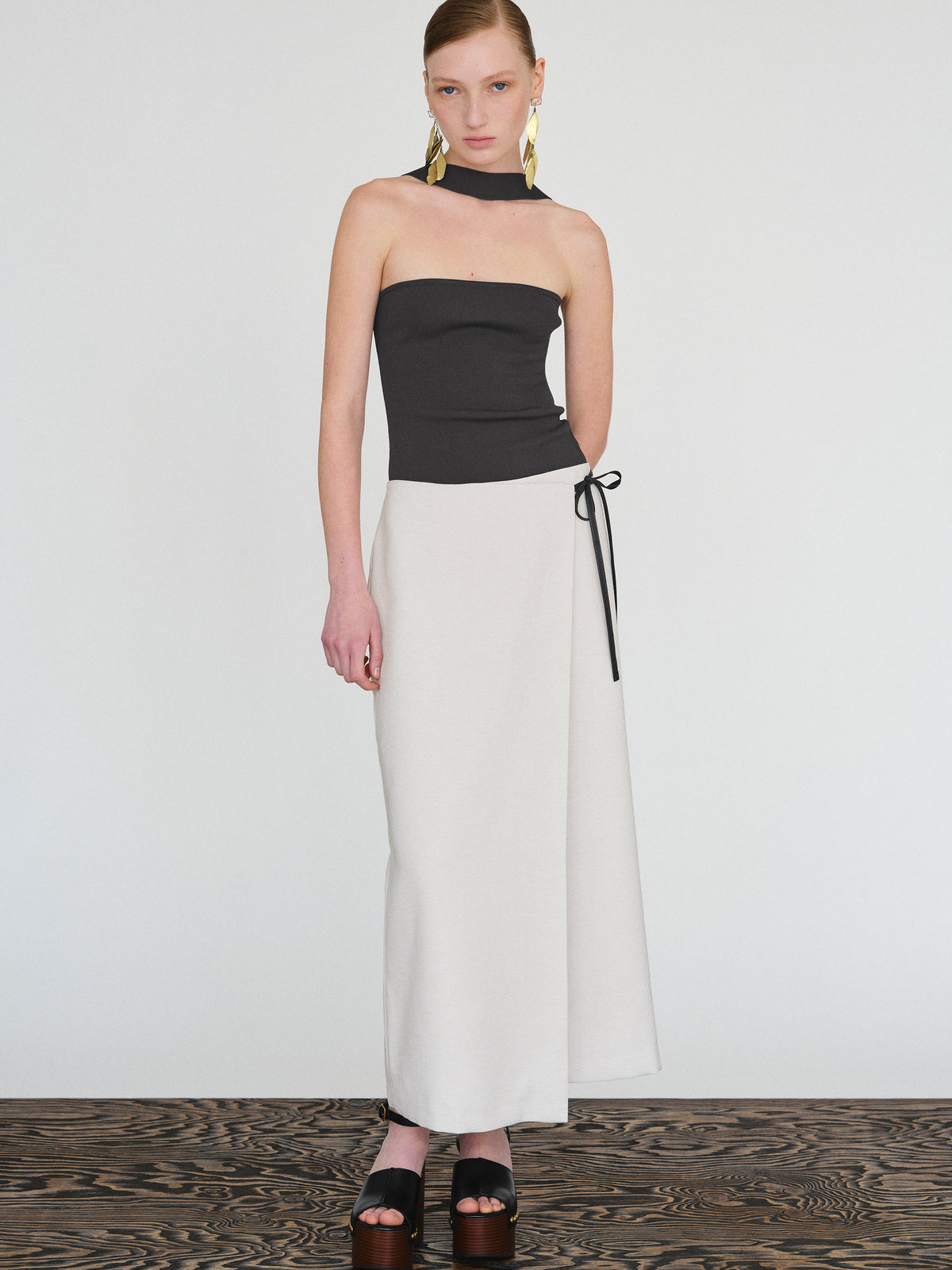 Osyne Wrap Linen Skirt, Ivory
