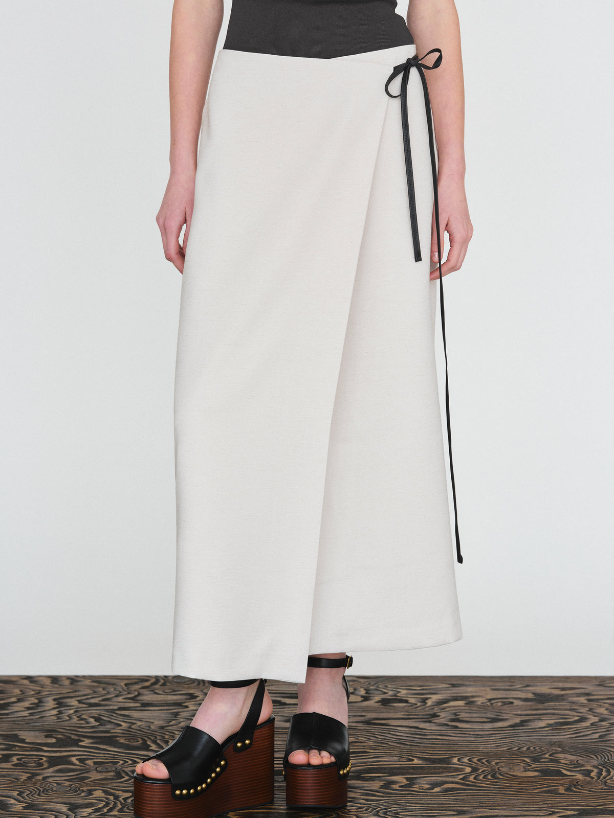 Osyne Wrap Linen Skirt, Ivory