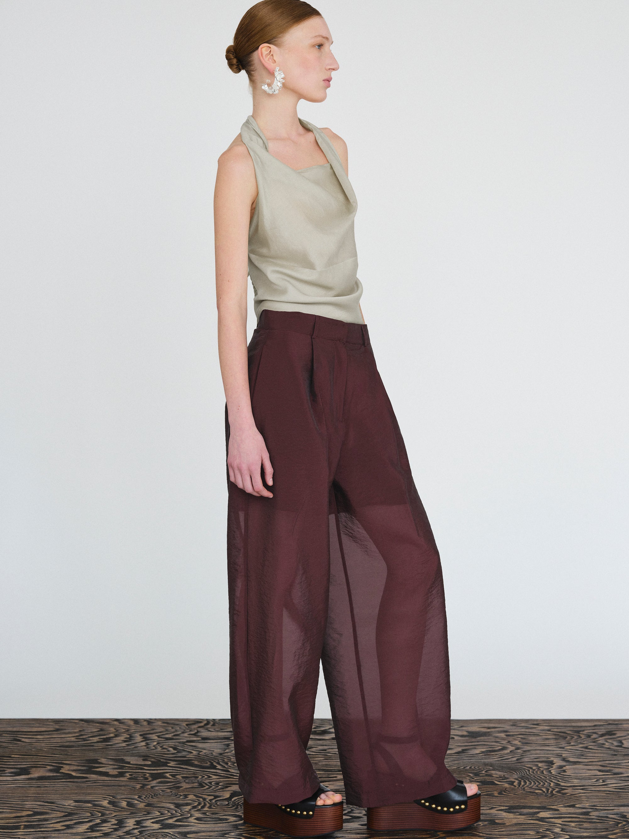 Semi Sheer Trousers, Oxblood