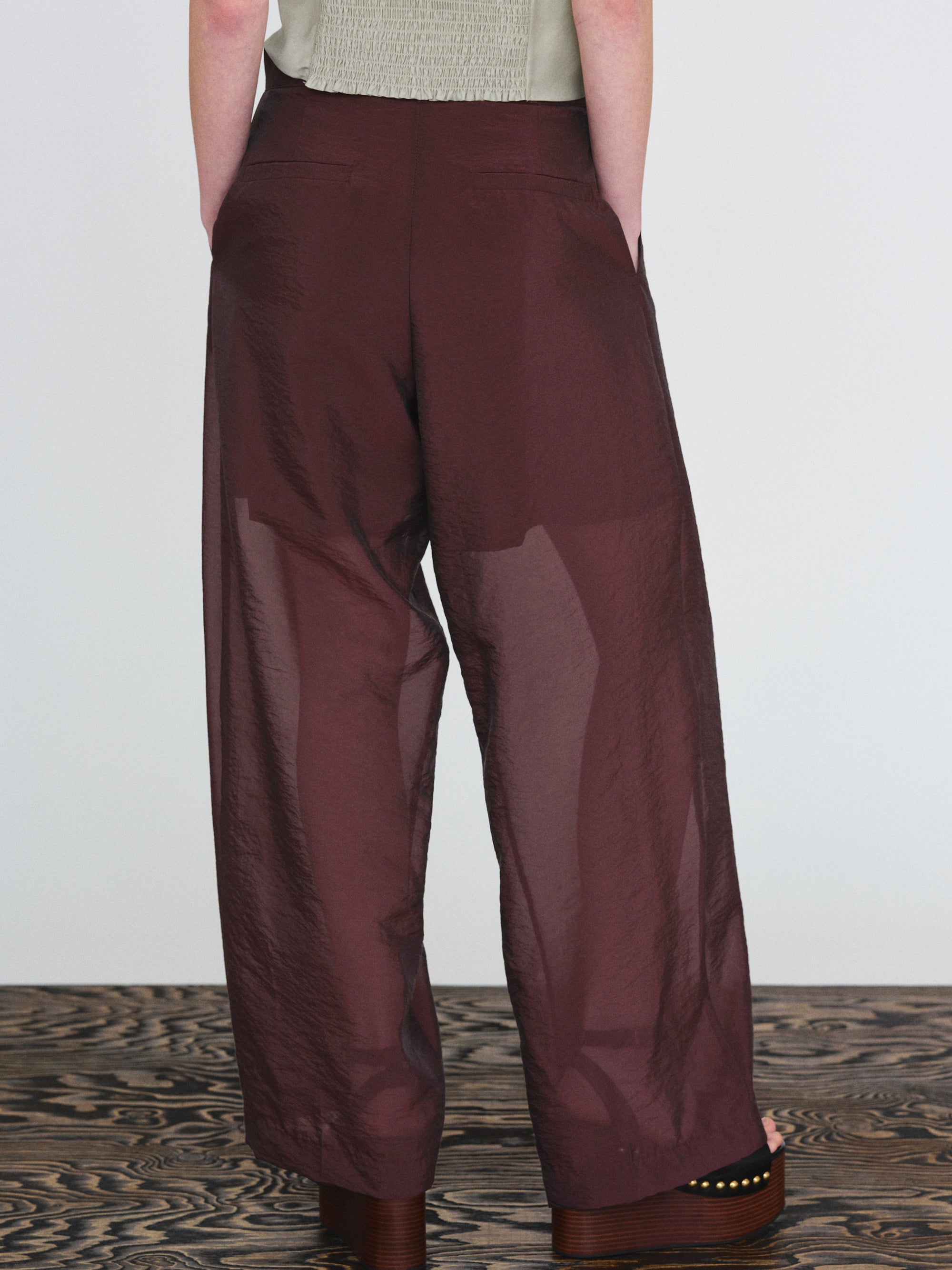 Semi Sheer Trousers, Oxblood
