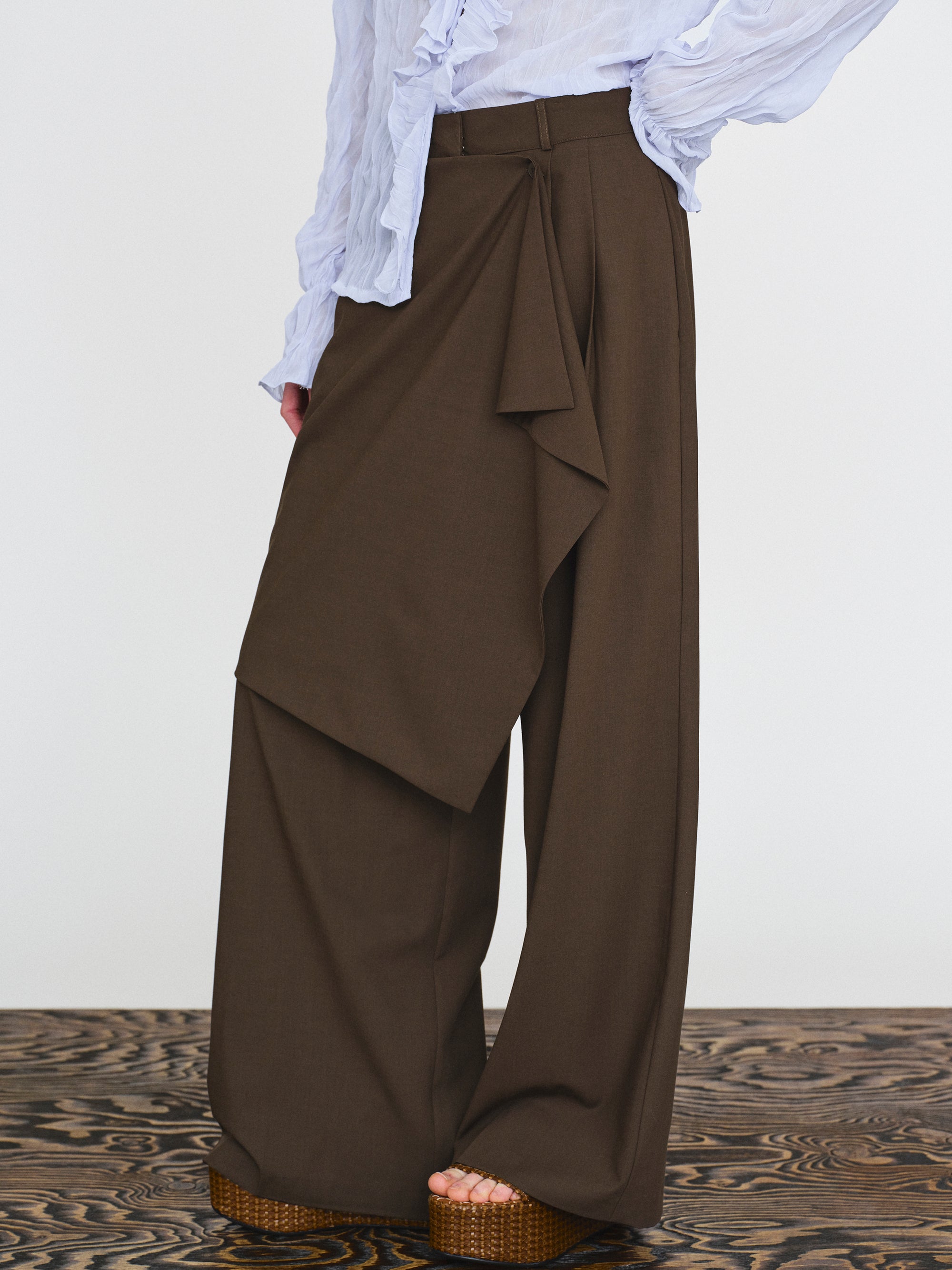 Hane Wide Pareo Trousers, Brown
