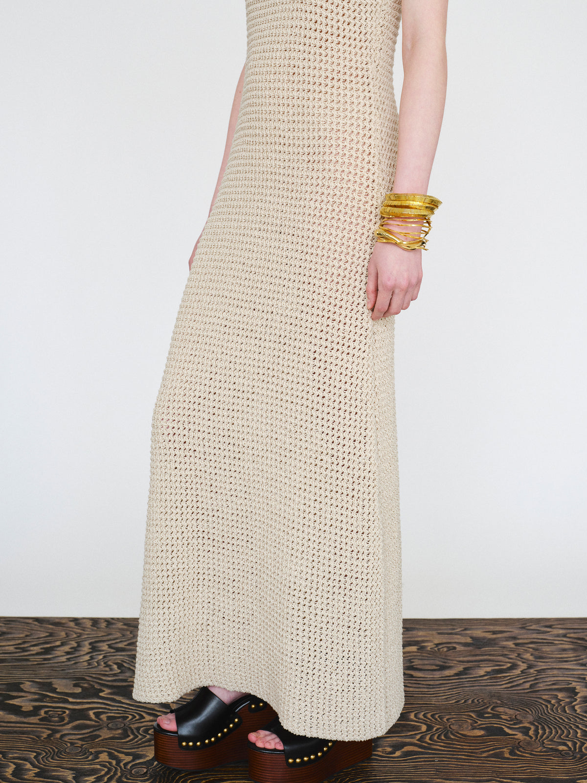 Veronica Crochet Maxi Dress, Natural
