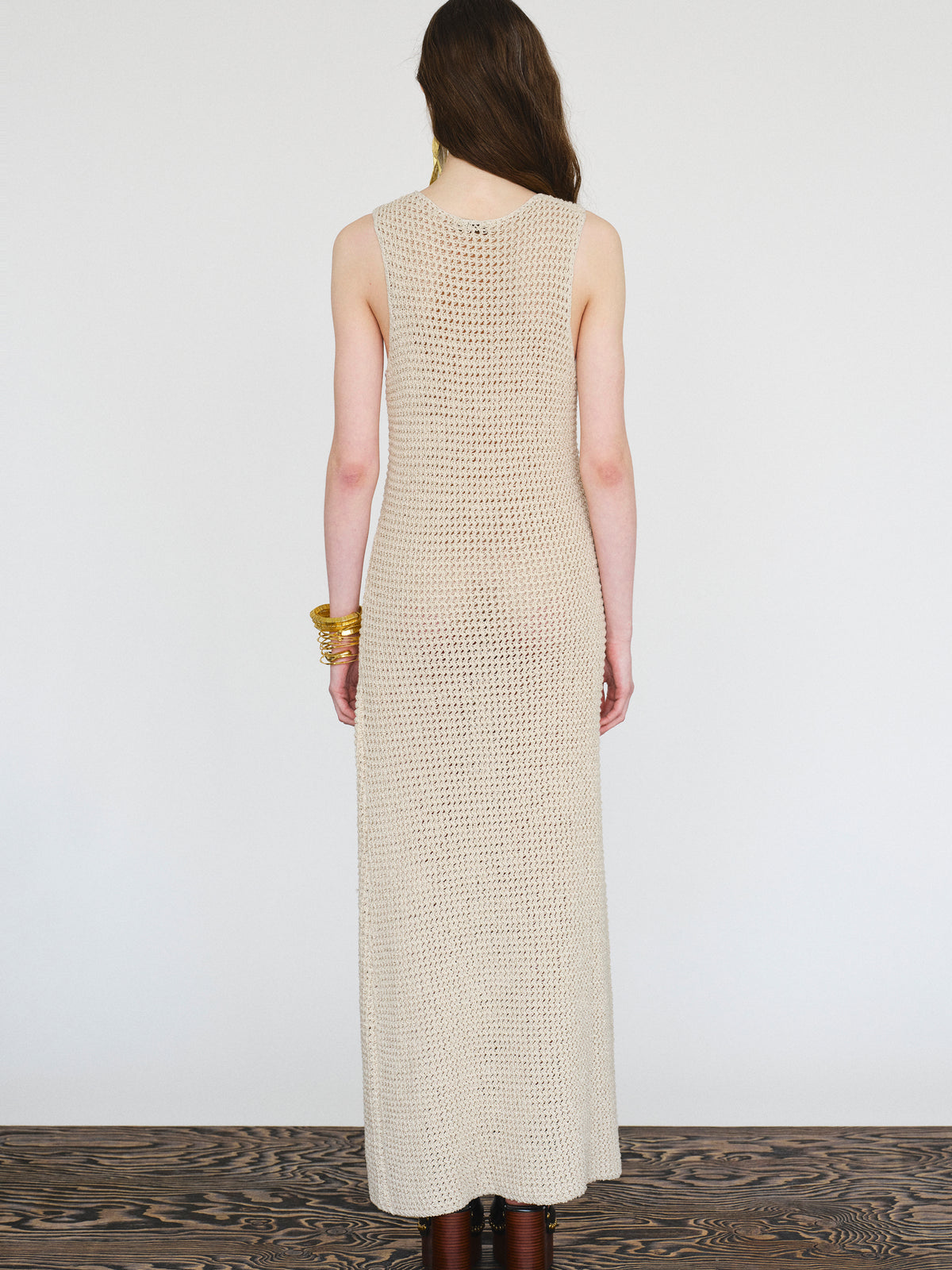 Veronica Crochet Maxi Dress, Natural