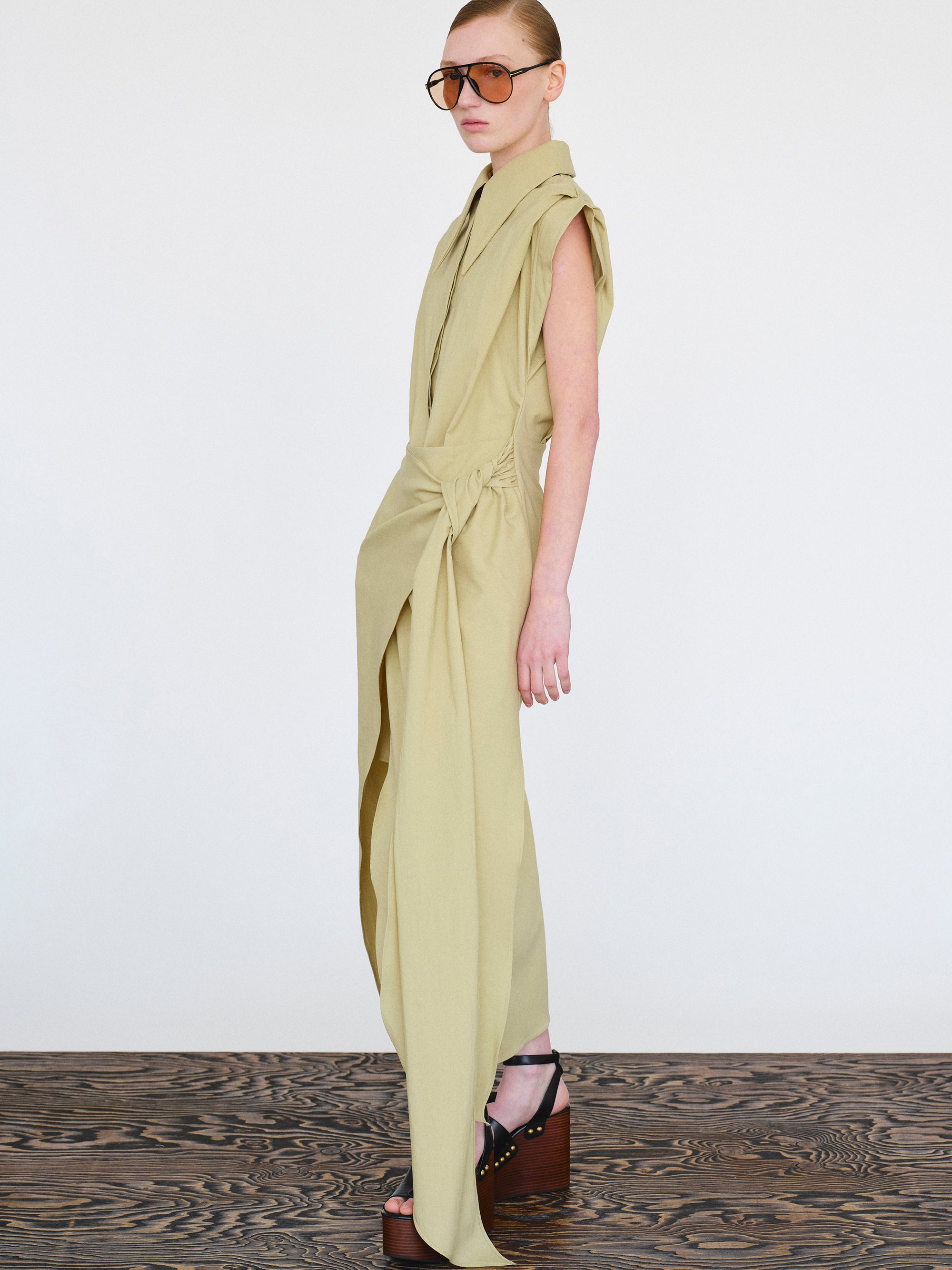 Wrap Shirt Dress, Mustard