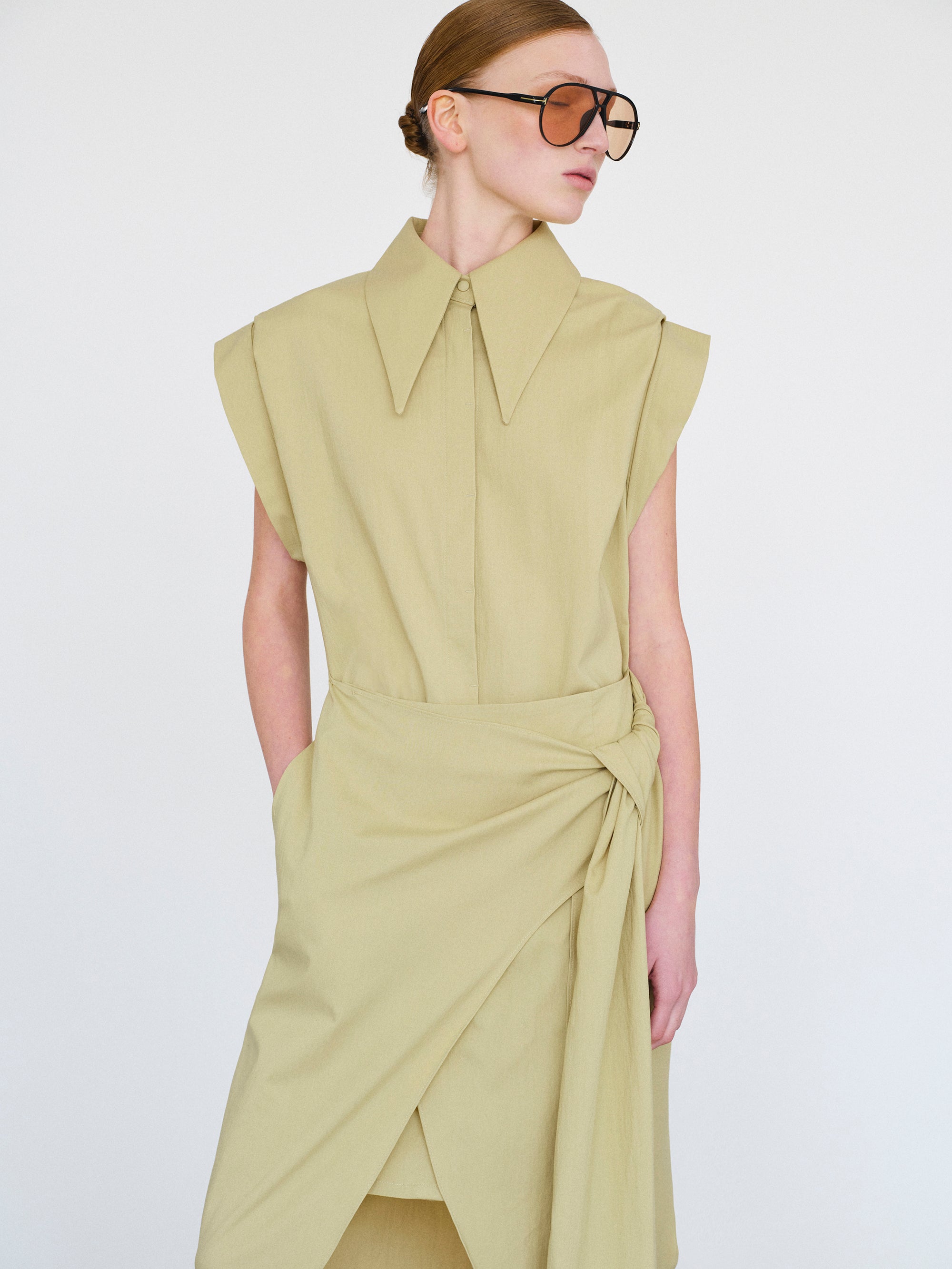 Wrap Shirt Dress, Mustard