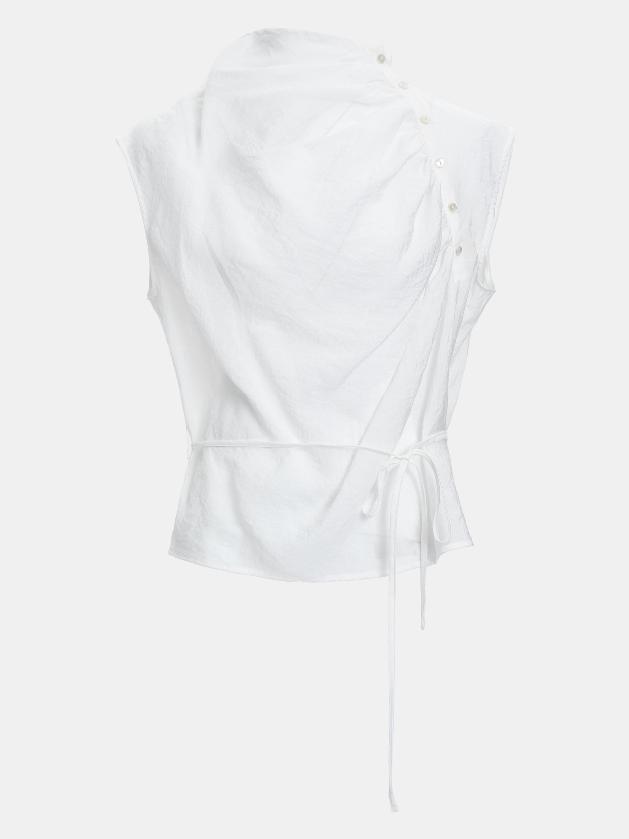 Delphi Draped Sash Top, White