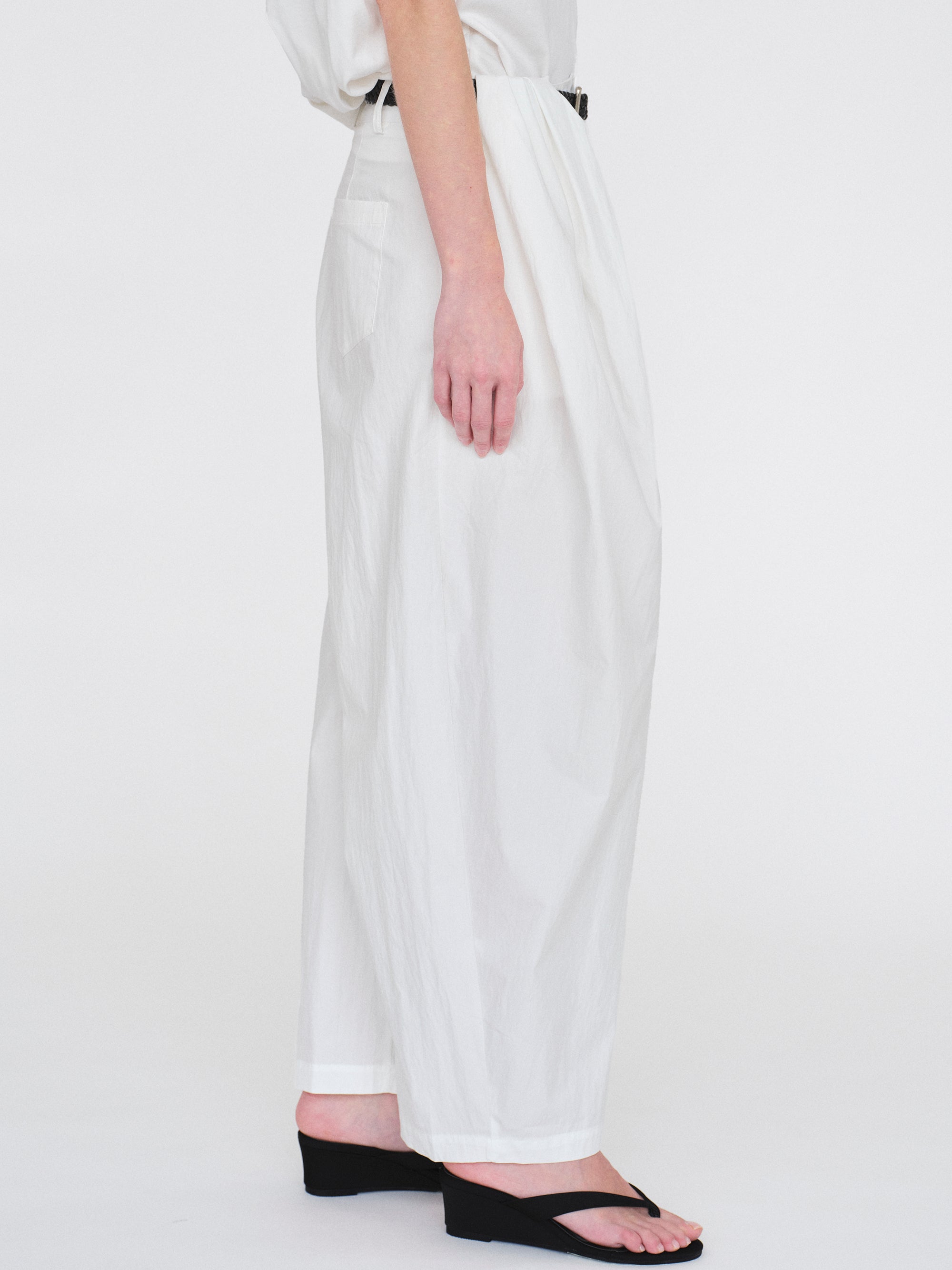 Belted Volume Pants, White