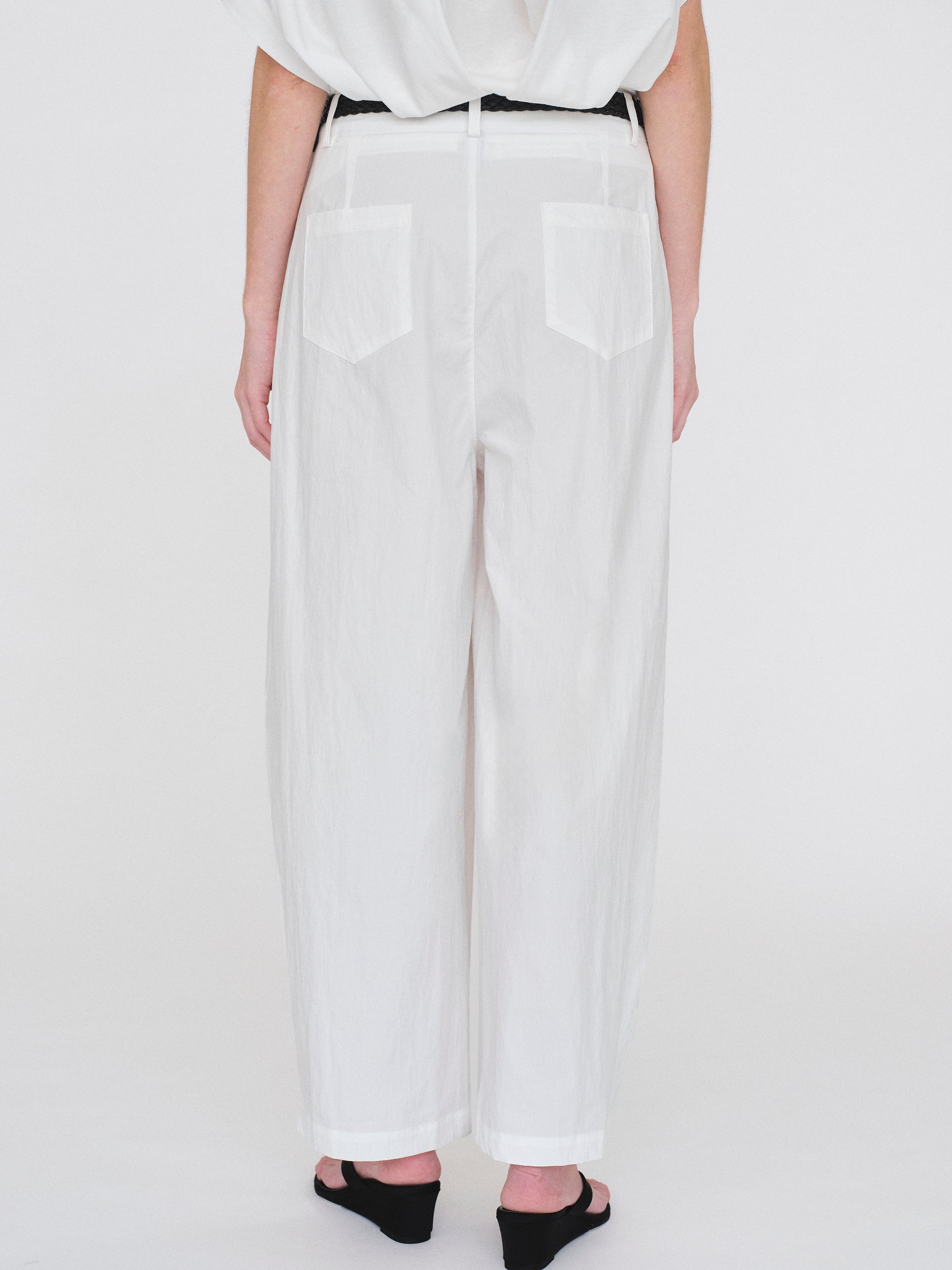 Belted Volume Pants, White